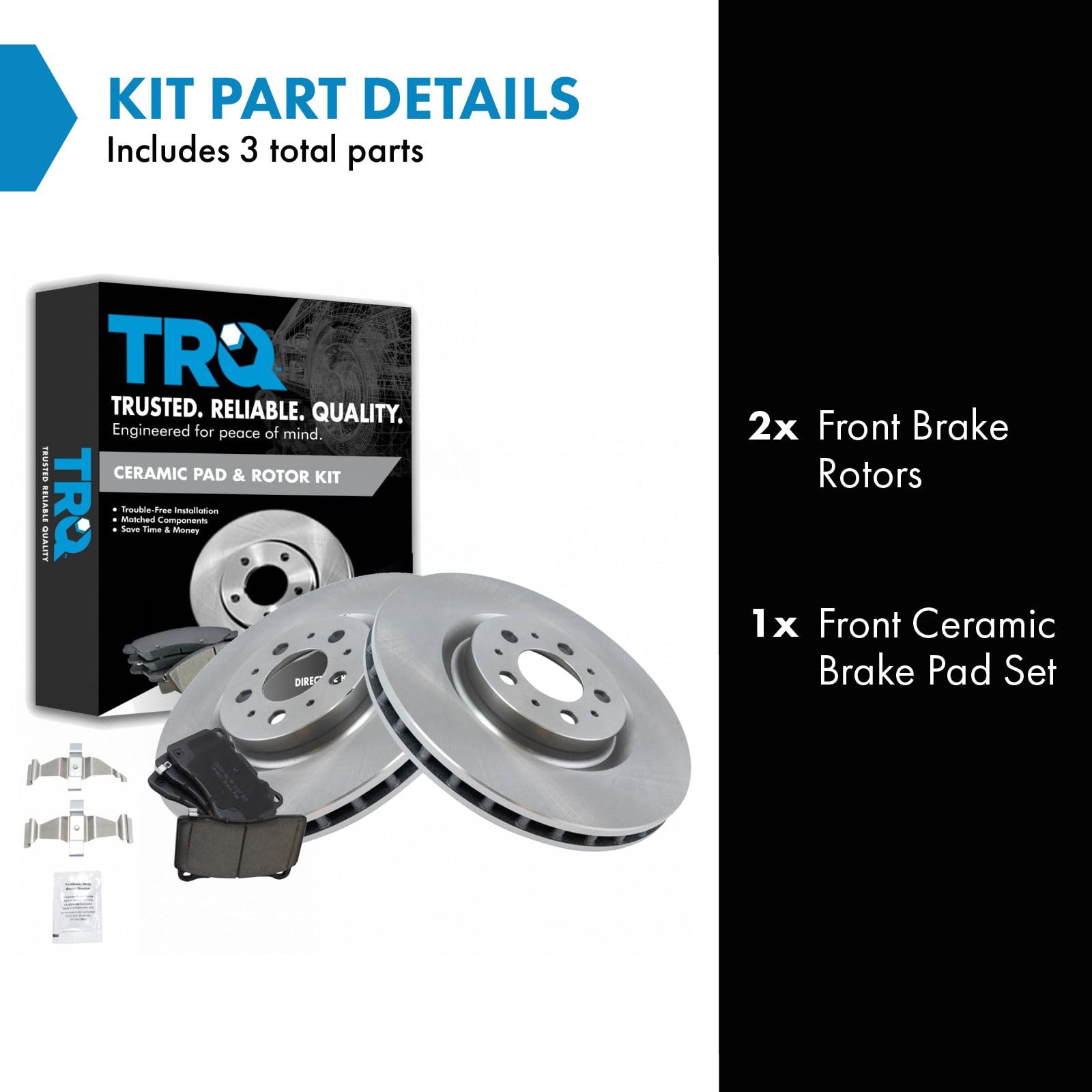 Trq Front Brake Pad & Rotor Kit Brake Pads Brake Rotor Ceramic Compatible With 2004-2007 Volvo S60 V70 Cd1001 980046R 75150 3420