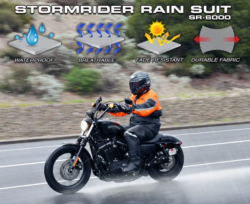 Nelson-Rigg Unisex Adult Motorcross-Motorcycles Nelson Rigg Sr 6000 Org 03 Lg Stormrider Motorcycle Rain Suit 2 Piece Orange Bla