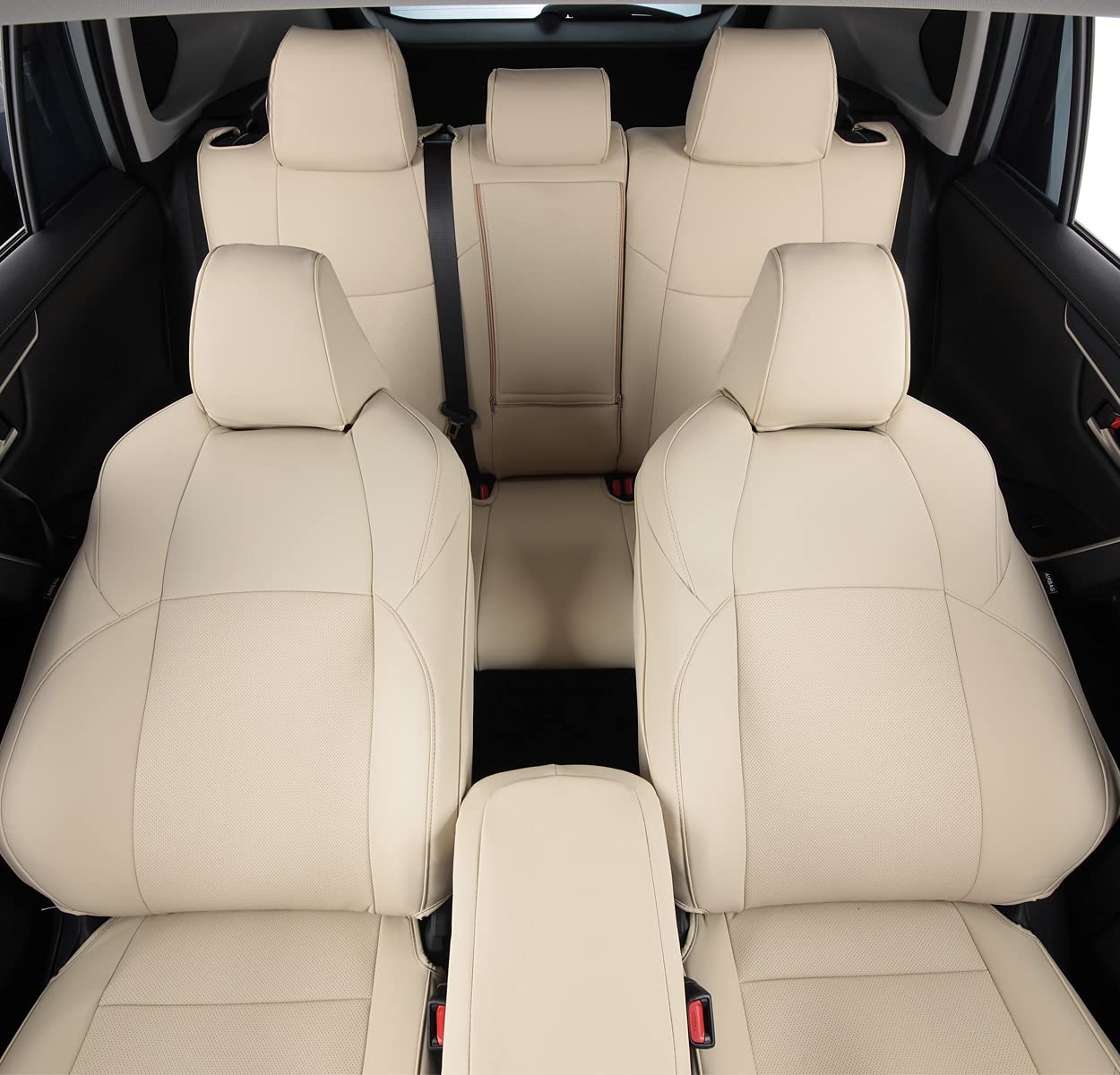 LULUDA Toyota RAV4 Seat Covers, Waterproof Faux Leather, Beige, LU02-Prime-XSE Hybrid, 2019-2023 Full Set