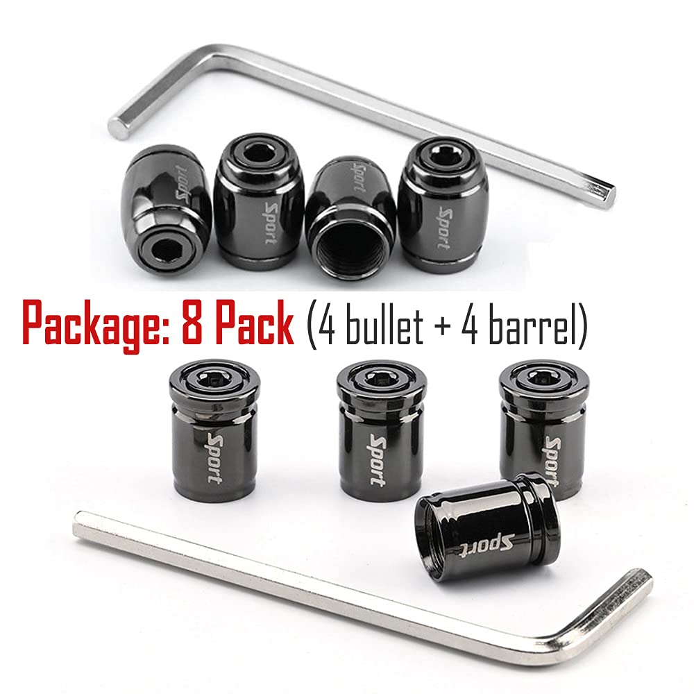 Dsycar Locking Tire Valve Caps - 8 Pack, Anti-Theft Design, Zinc Material, Black, Universal Fit for Cars, Bikes, Trucks, Motorcycles