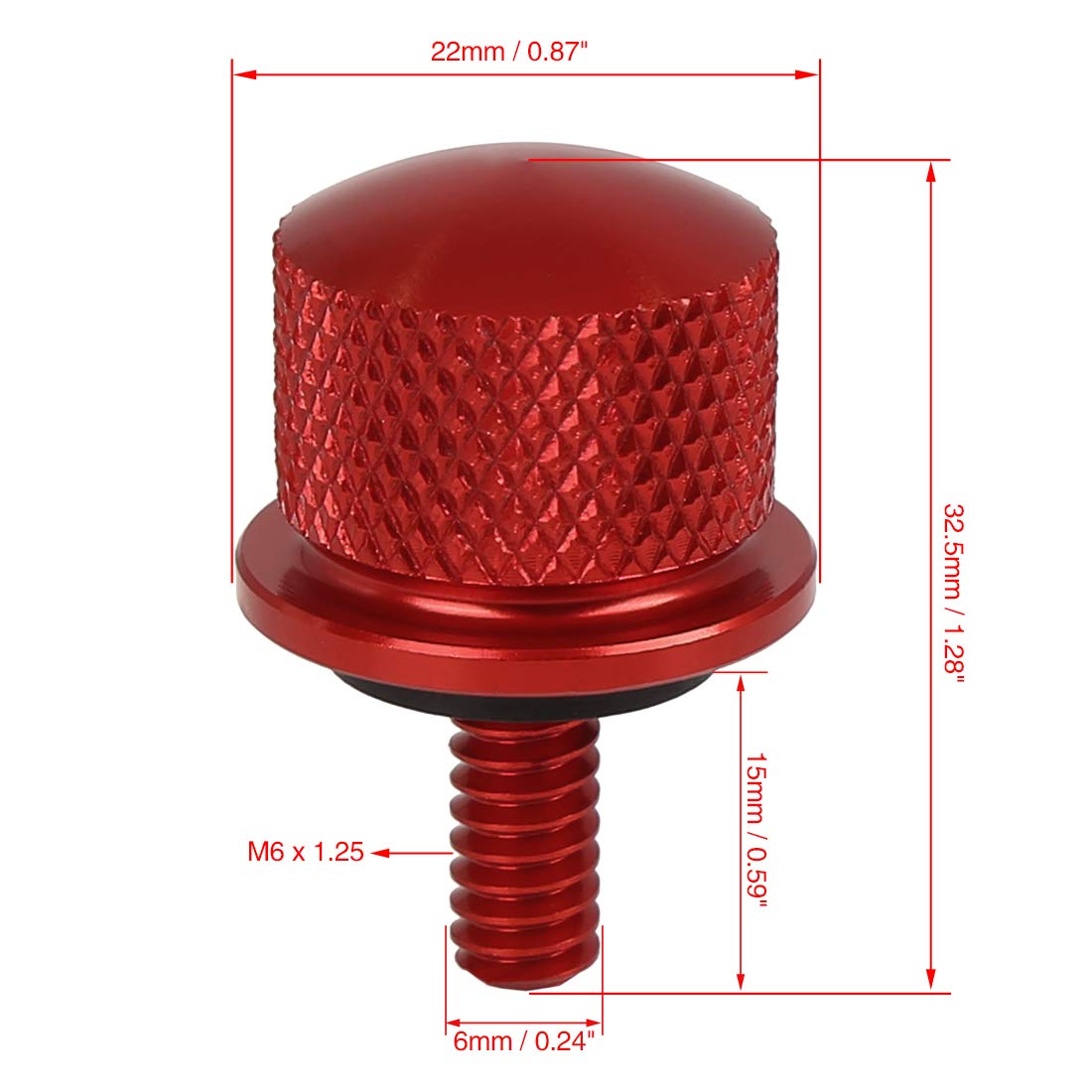 X Autohaux 1/4 Inch-20 Thread Motorcycle Red Aluminum Alloy Rear Seat Bolt Mount Screw For Harley Davidson Sportster 1996-2017