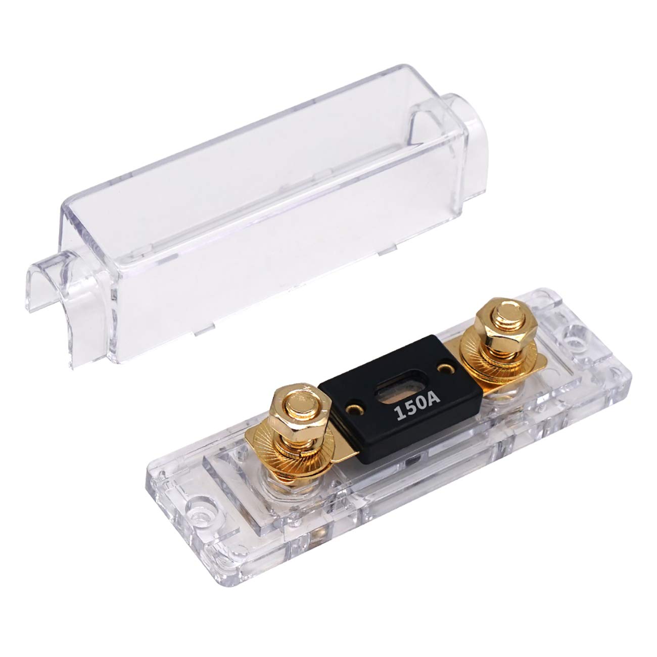 Topstronggear Solid Brass 0/2/4 Gauge 150Amp Anl Fuse Holder With 150Amp Fuses(2 Pack) (150 Amp)