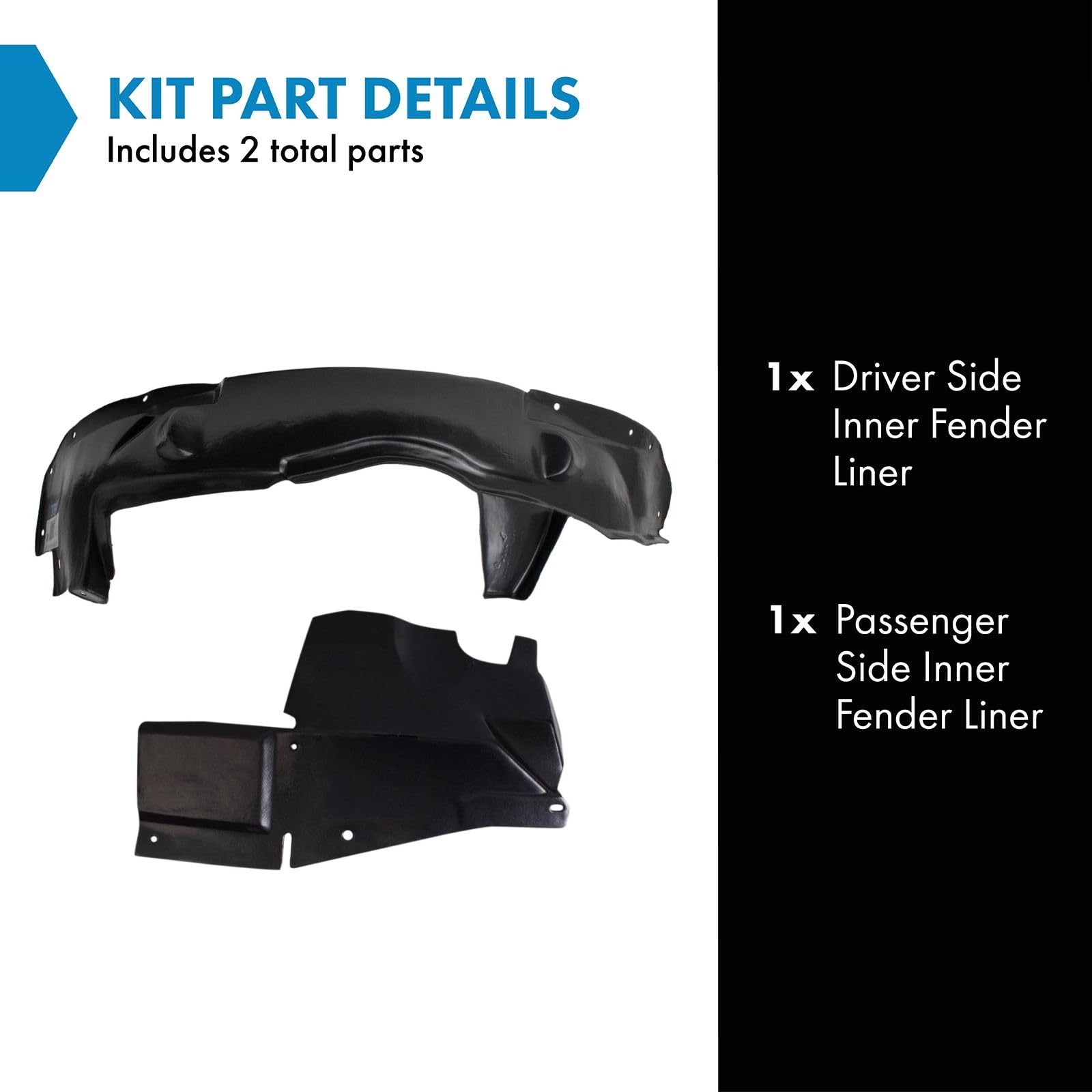 TRQ Inner Fender Liner Set for 2006-2011 Chevrolet Impala, Model BDA14465, Durable Replacement Parts