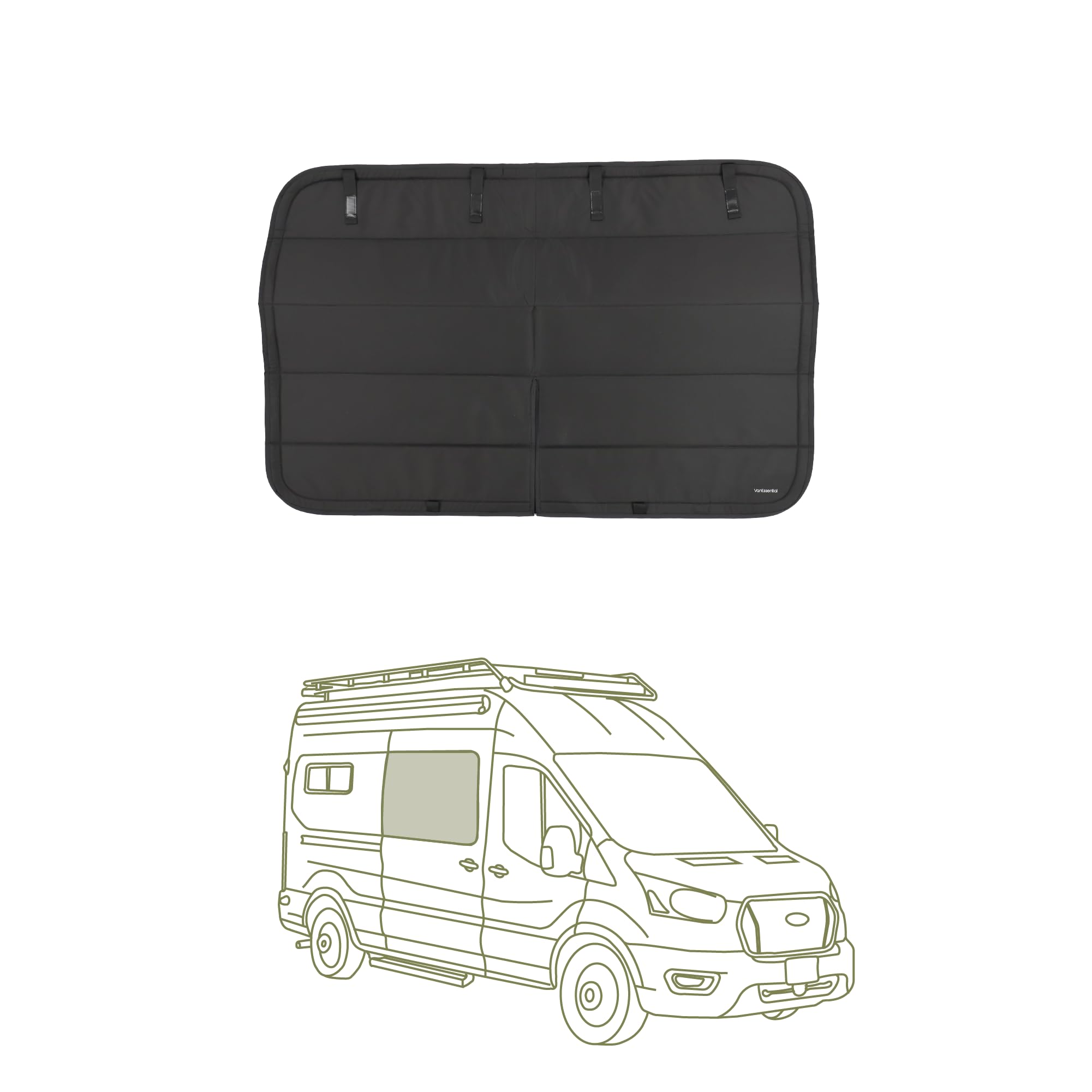 VanEssential Insulated Stealth Blackout Window Cover Designed for Ford Transit High/Medium Roof Full Plastic Trim Sliding Door W