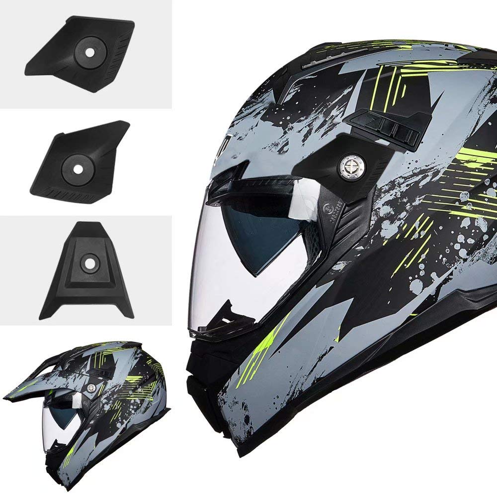 ILM Off Road Motorcycle Helmet, Full Face, DOT Certified, ABS, Small, Grey Yellow, Model 606V