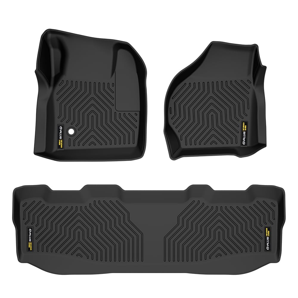 G-PLUS Floor Mats Compatible with Ford F250 F350 Super Duty CrewCab Models 1999-2007 1st & 2nd Row All Weather Protection TPE Fl