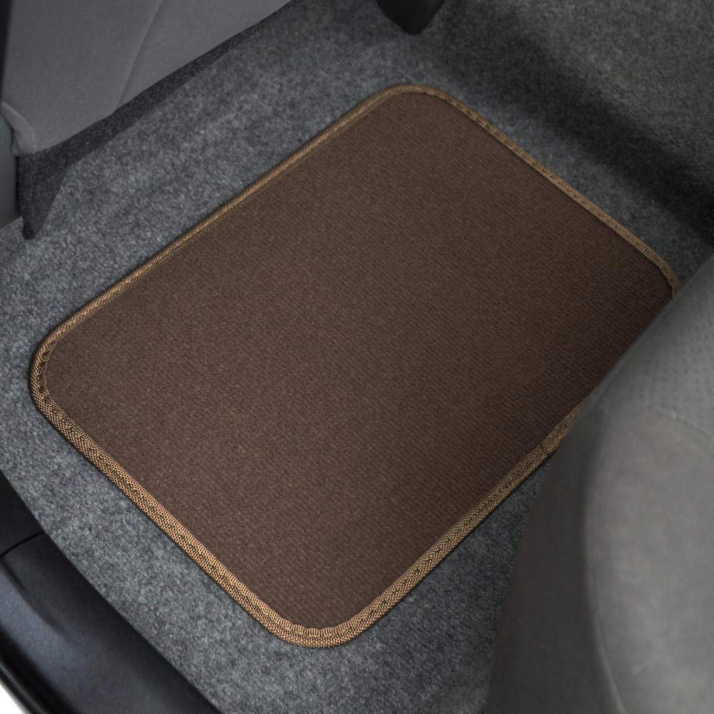 BDK Premium 4PC Carpet Car Floor Mats, Dark Beige, Rubber with Vinyl Safety Heel Pad, Model MT-100-DB for Car, Truck, SUV, Coupe Sedan