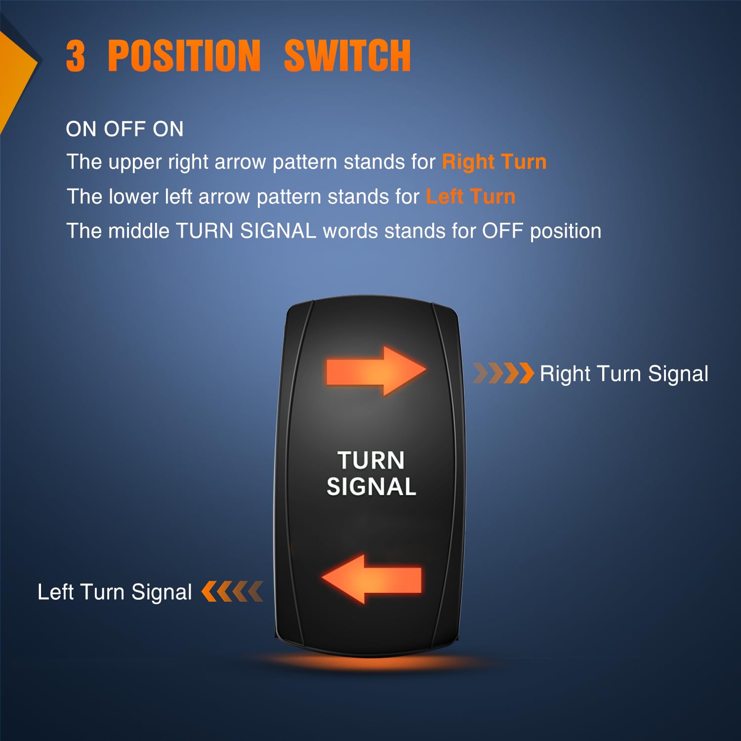 Nilight Turn Signal Switch Amber 4Pin On Off On Rocker Switch Laser Etched Spdt Toggle Switches 12V 20A 24V 10A Jumper Wires For