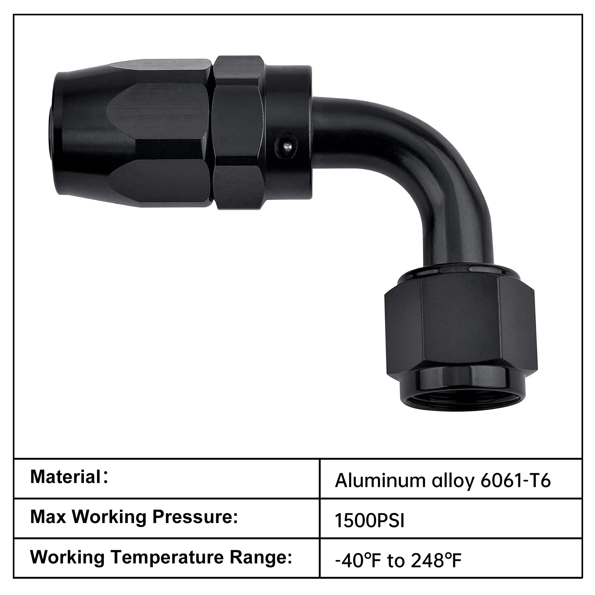 Evil Energy 4An Hose End Fitting 90 Degree Swivel For Cpe Braided Hose Black