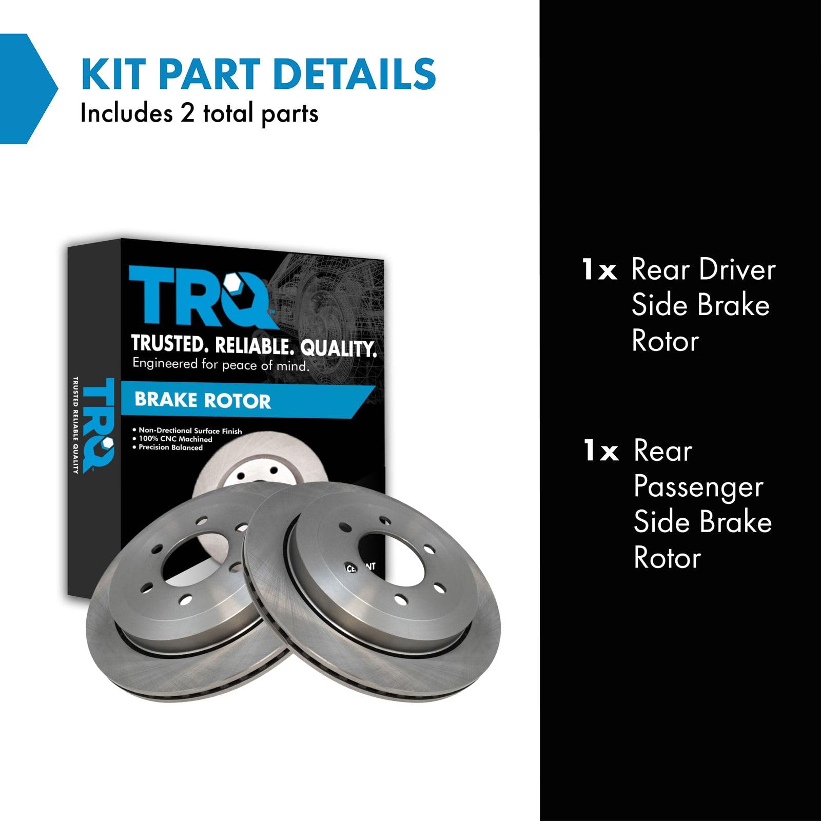 Trq Rear Brake Rotors Set Solid Compatible With 2007-2017 Ford Expedition Lincoln Navigator