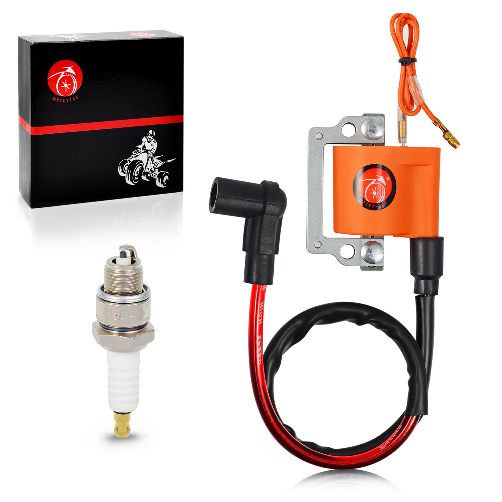 Ignition Coil & Spark Plug Compatible with Yamaha G1 Golf Cart 1979-1989
