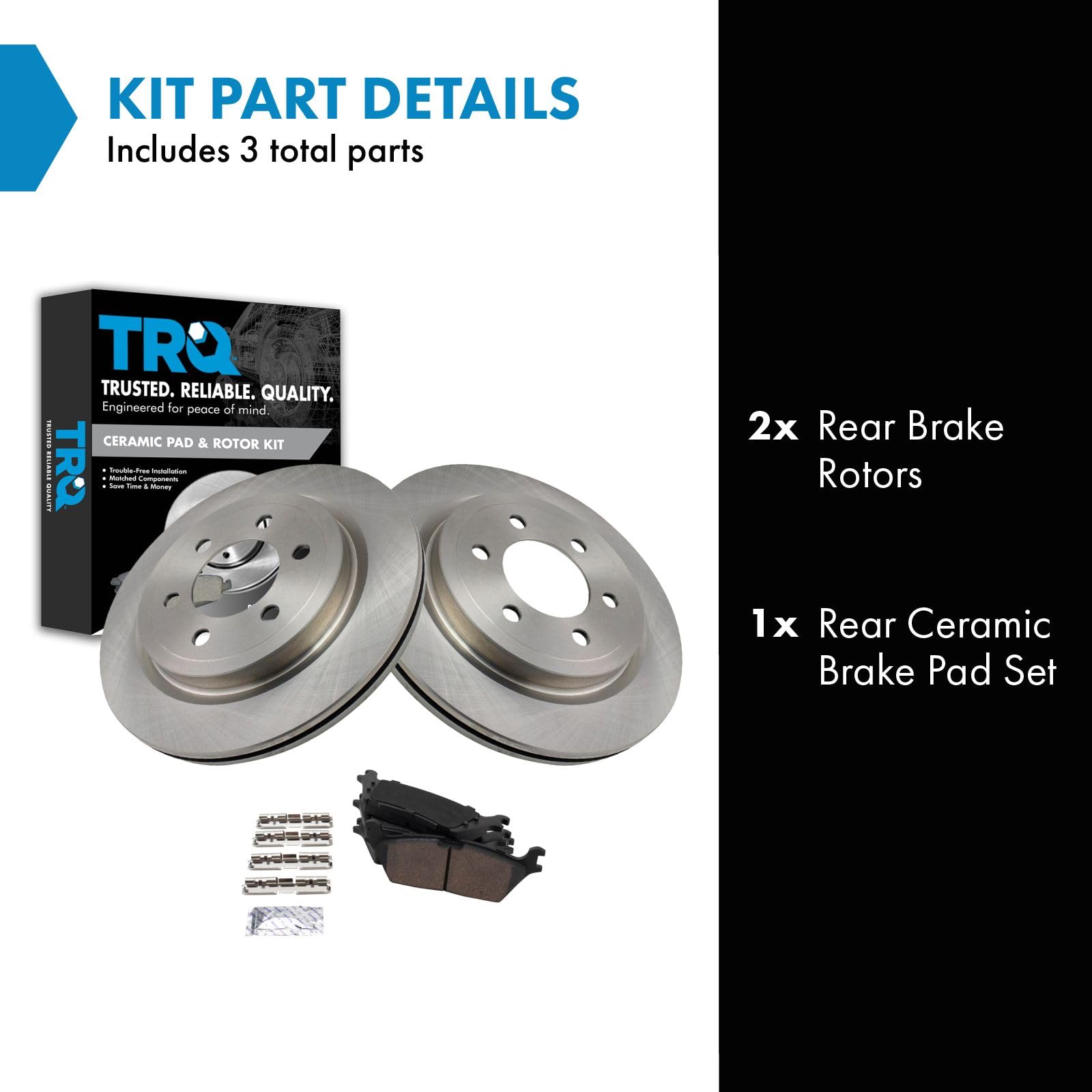 Trq Rear Brake Pad & Rotor Kit Brake Pads Brake Rotor Ceramic Compatible With 2018-2019 Ford Expedition F-150 Lincoln Navigator