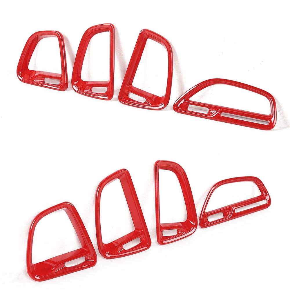 Voodonala For Challenger Center Console Air Condition Outlet Vent Trim Accessories For Dodge Challenger 2015 Up (Red, 4Ps)