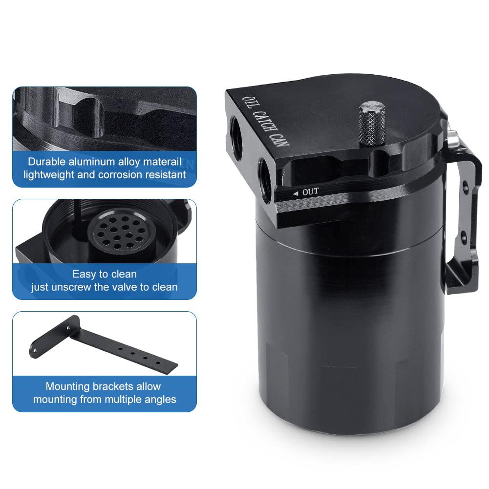 JDMON Oil Catch Can for Ford F150 & Expedition, 350ml, Black, Compatible with 2.7EB, 3.5EB, 5.0L, Raptor