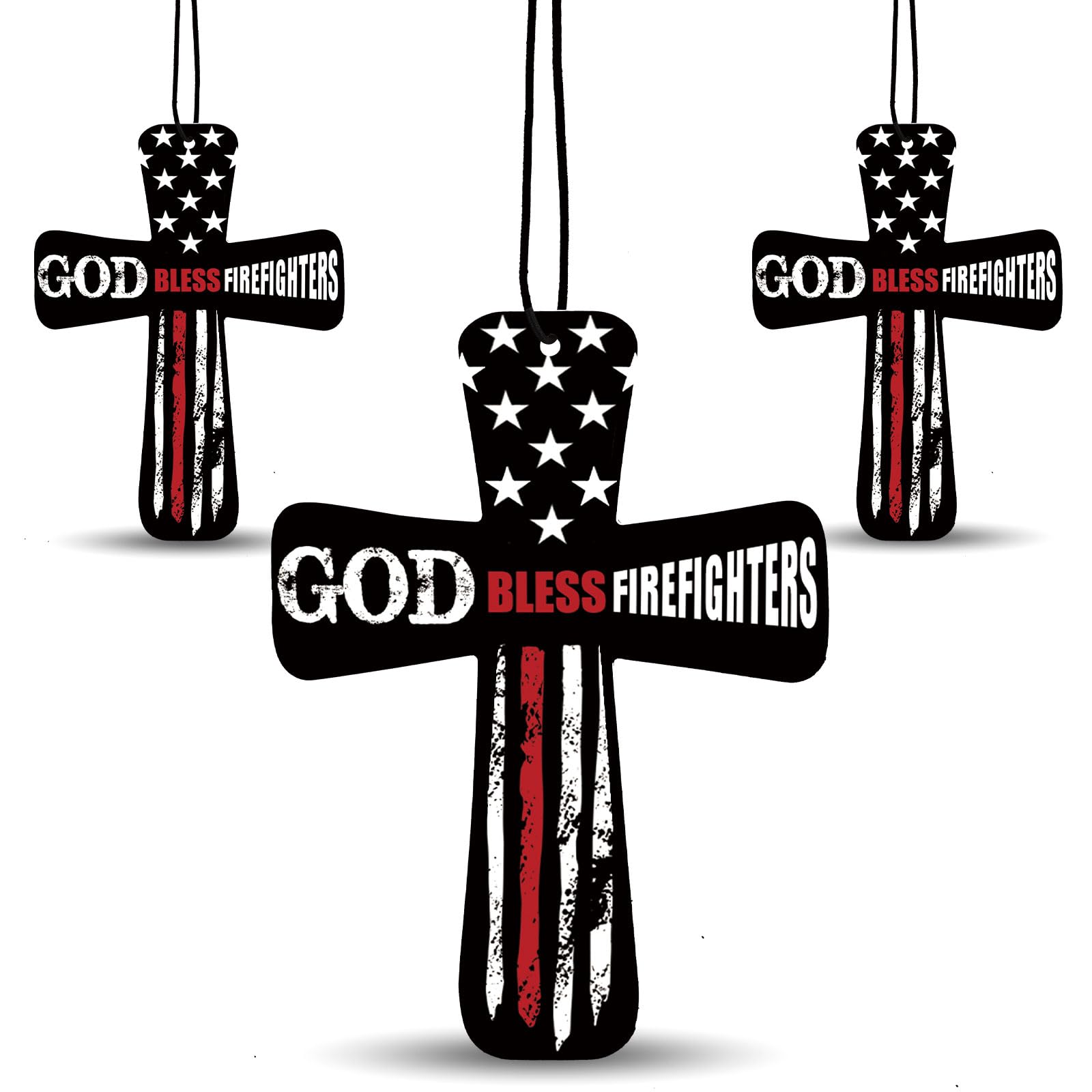 Fumete 24 Pcs Christian Gifts for Men Father Day Bulk Gifts God Bless Firefighters Cross Car Air Fresheners Bulk Air Freshener R