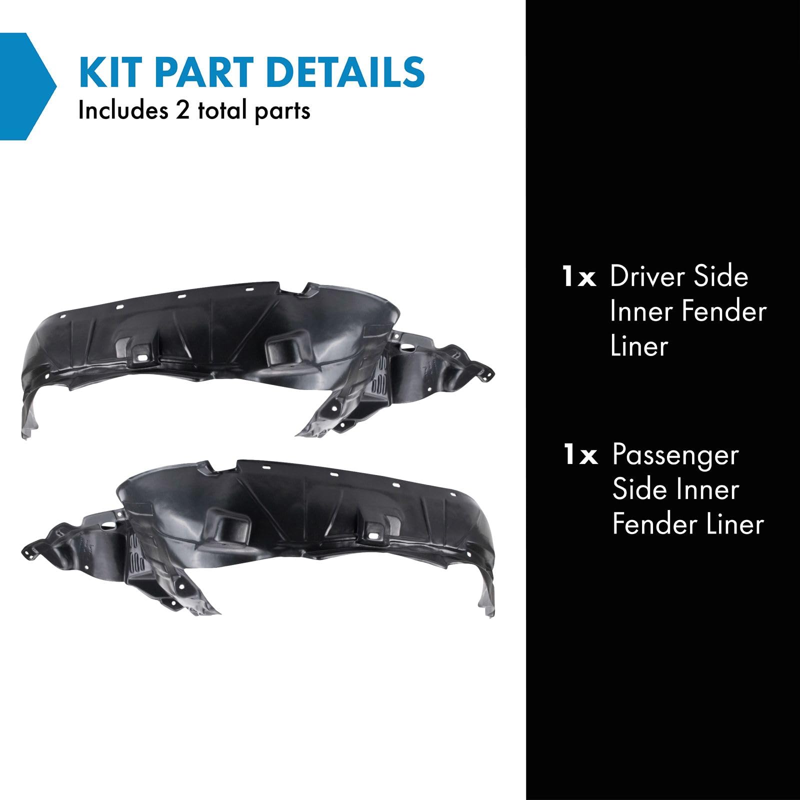Trq Inner Fender Liner Set Compatible With 2001-2006 Acura Mdx Ac1248112 Ac1249112 Ac1250101 Ac1251101