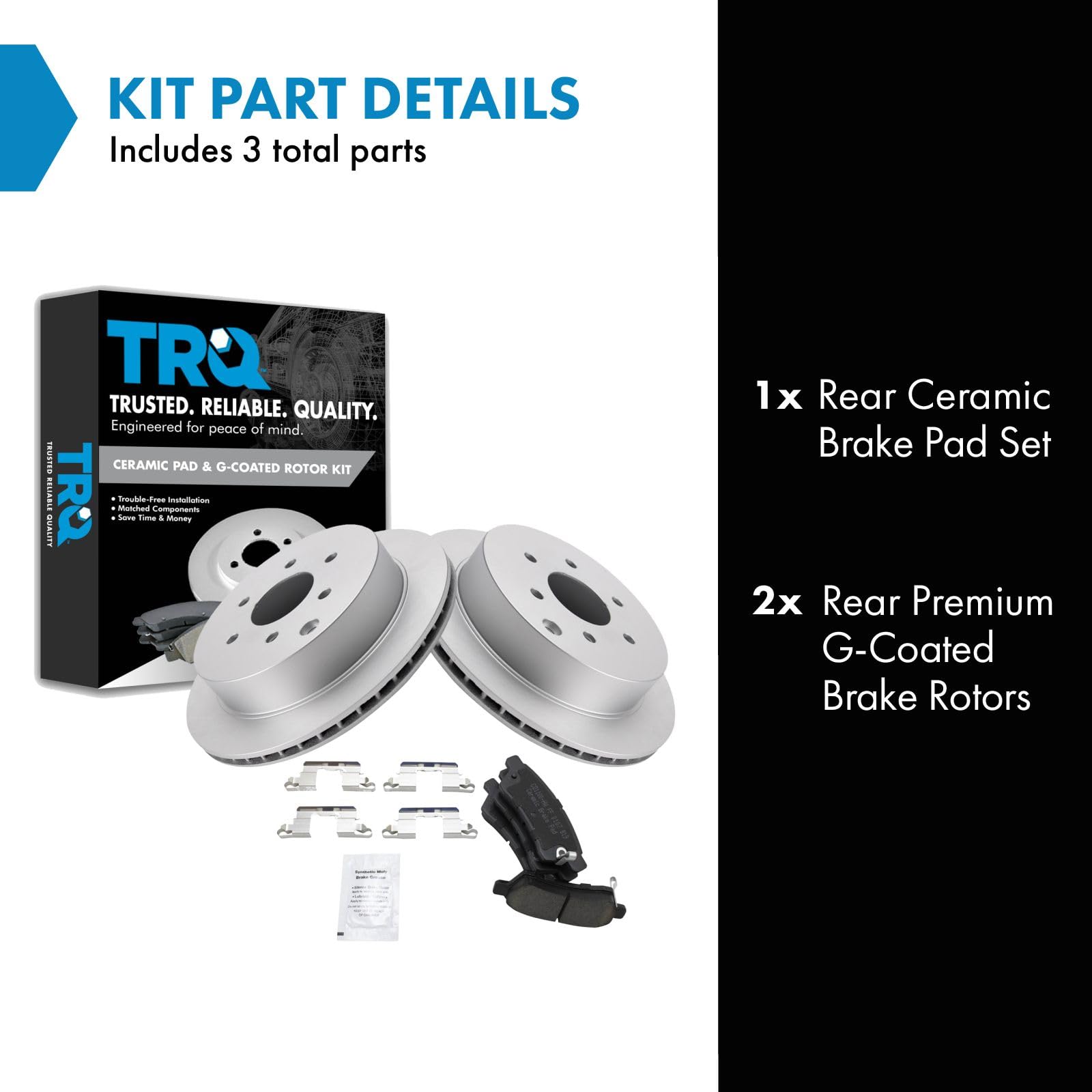 Trq Rear Brake Pad & Rotor Kit Brake Pads Brake Rotor Ceramic Premium G-Coated Compatible With 2005-2019 Nissan Frontier 2005-20