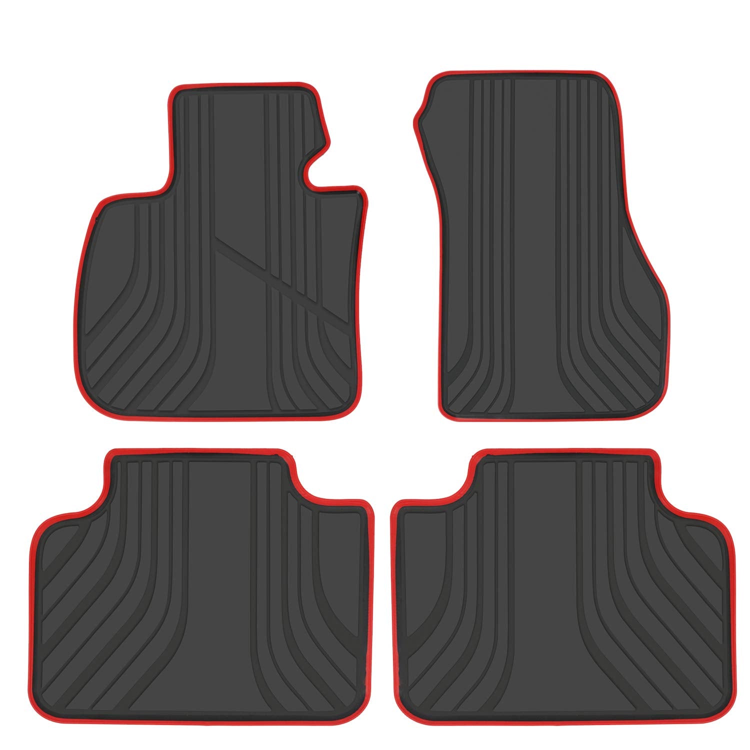 San Auto Car Floor Mats For Bmw X1 U11(2016-2024) 2At U06(2015-2024) X2(2018-2022) F48 F45 F39 Custom Fit Black And Red Rubber A