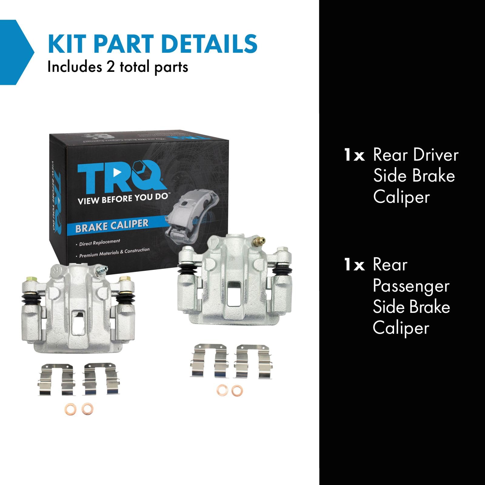 Trq Rear Brake Caliper Set Compatible With 2006-2007 Hyundai Accent 2010-2013 Kia Forte Forte Koup Rio Rio5