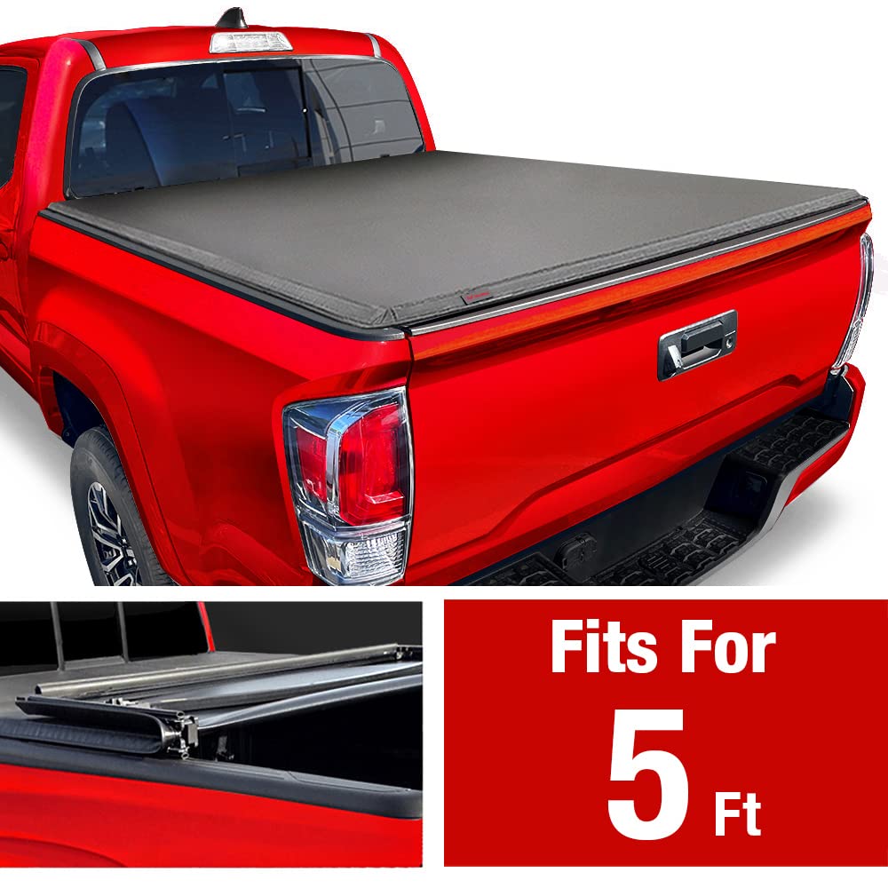 Maxmate Soft Tri-Fold Truck Bed Tonneau Cover Compatible With 2005-2015 Toyota Tacoma | 5' (60'') Bed | Tct371030