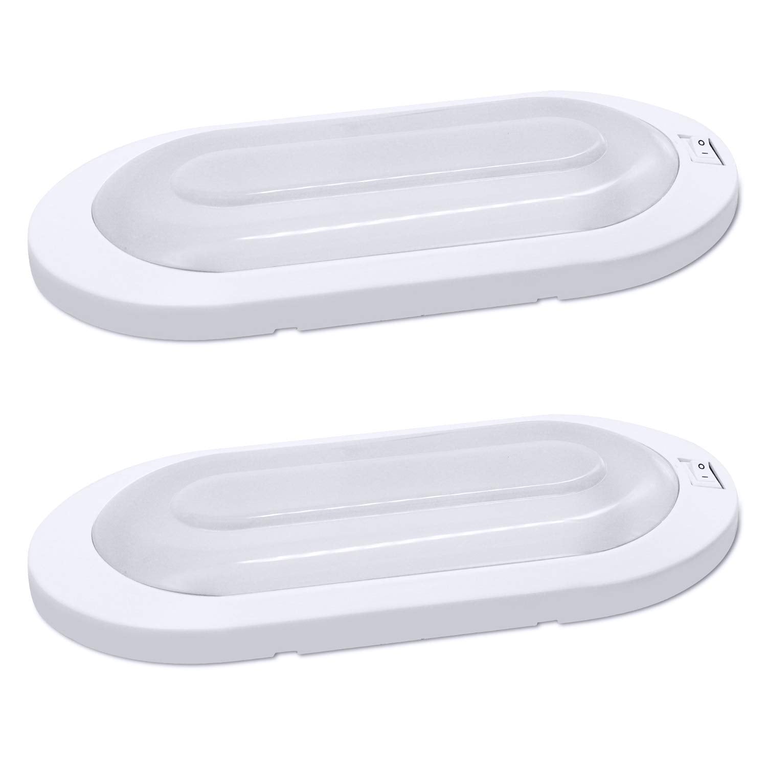 Facon 12V LED RV Light Fixture RV Celing Light with Switch - 2 Pack, DDS01-008, 12Volt Interior Light for RV Motorhomes Camper C