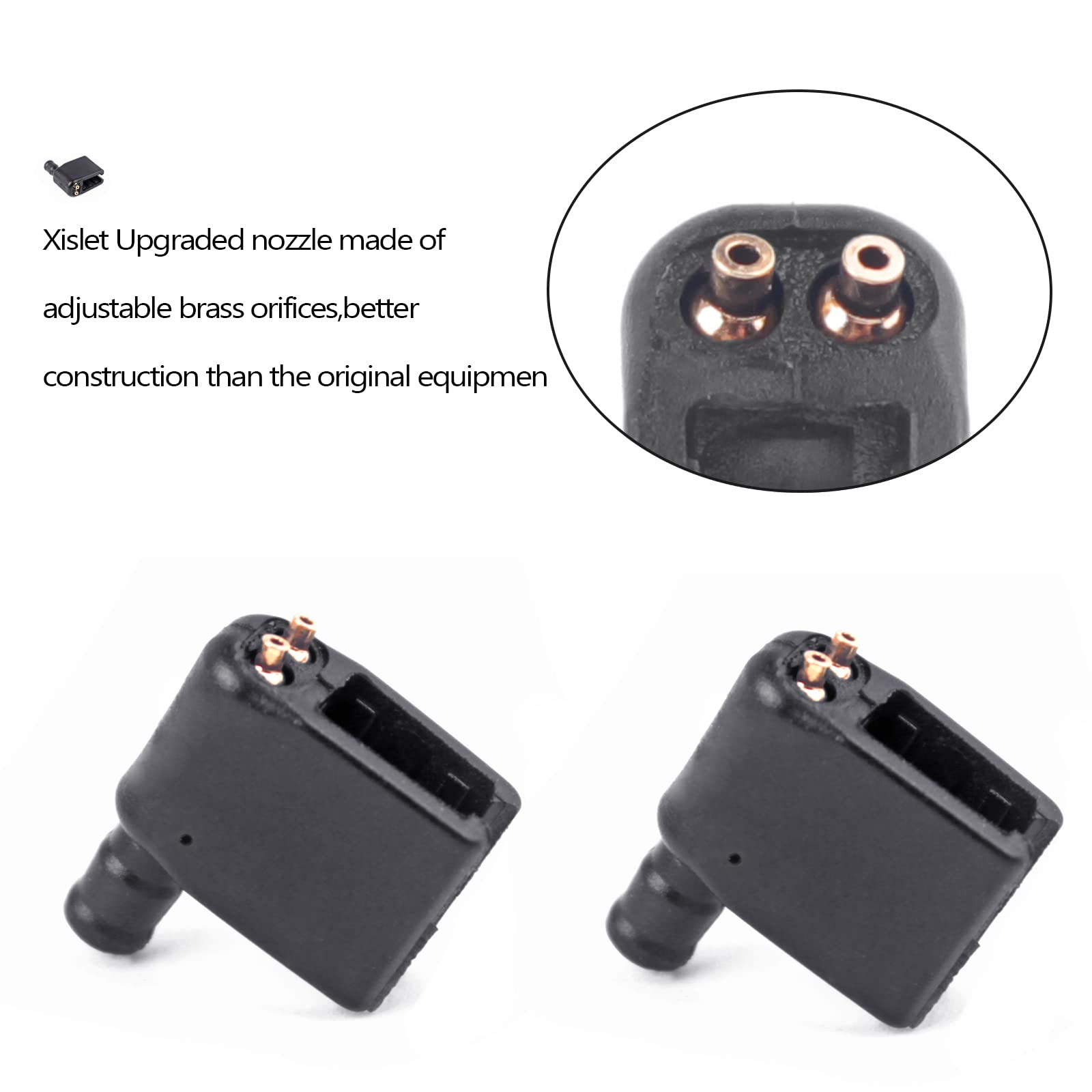 Xislet Brass Windshield Washer Wiper Arm Nozzles - 2 Pack Compatible with Mercedes & Dodge Sprinter Van, Model XZWN005, Black
