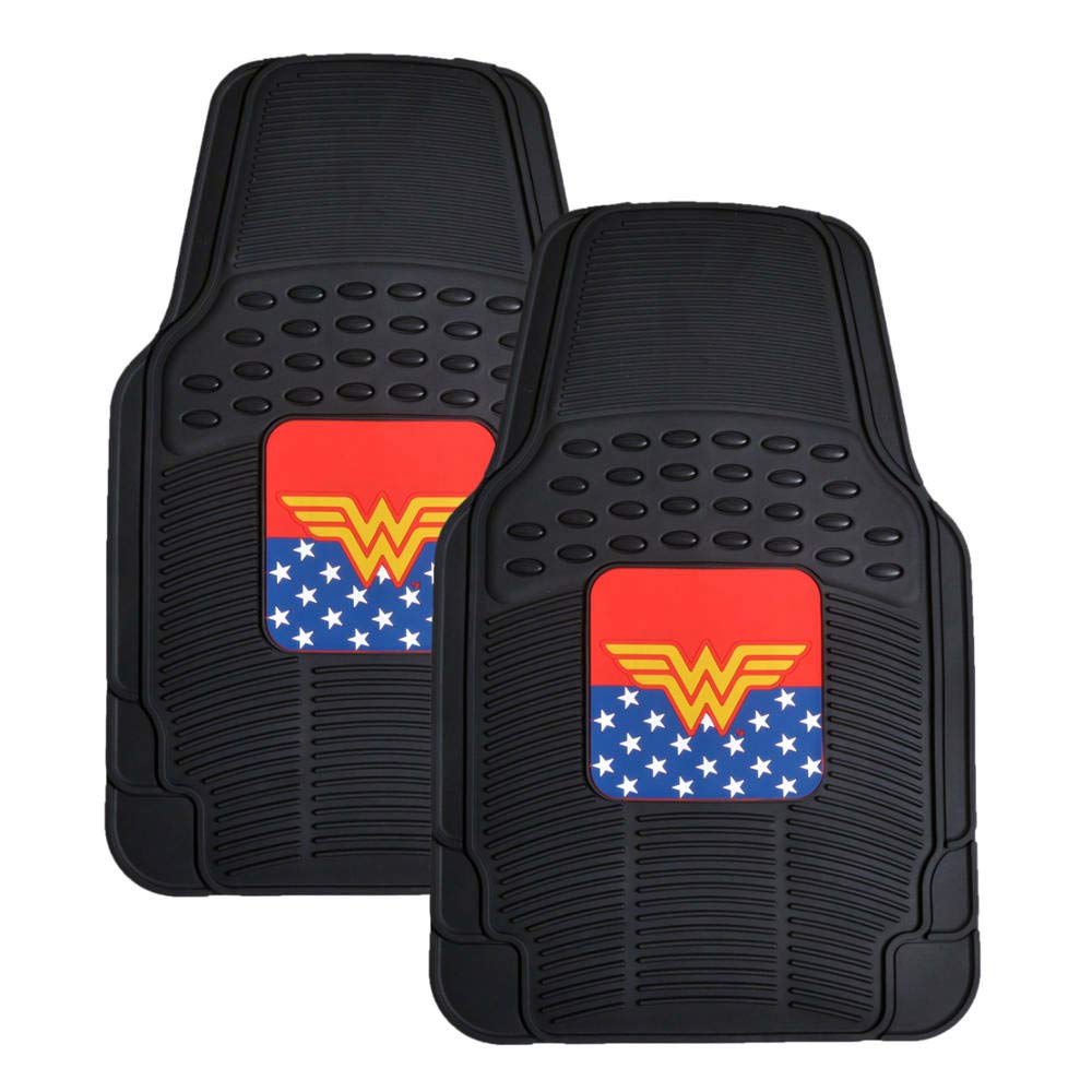 Bdk Warner Bros Dc Comics Classic Wonder Woman Car Accessories Floor Mats - Universal Fit, No-Slip Grip, All Weather Heavy Duty