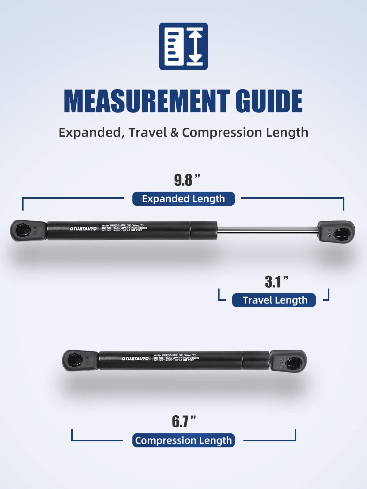 Otuayauto 17 Inch Gas Strut - 178N/40Lbs Universal Lift Support - C1606874 Gas Shocks For Tool Box Shock, Truck Cap Strut, Hydra