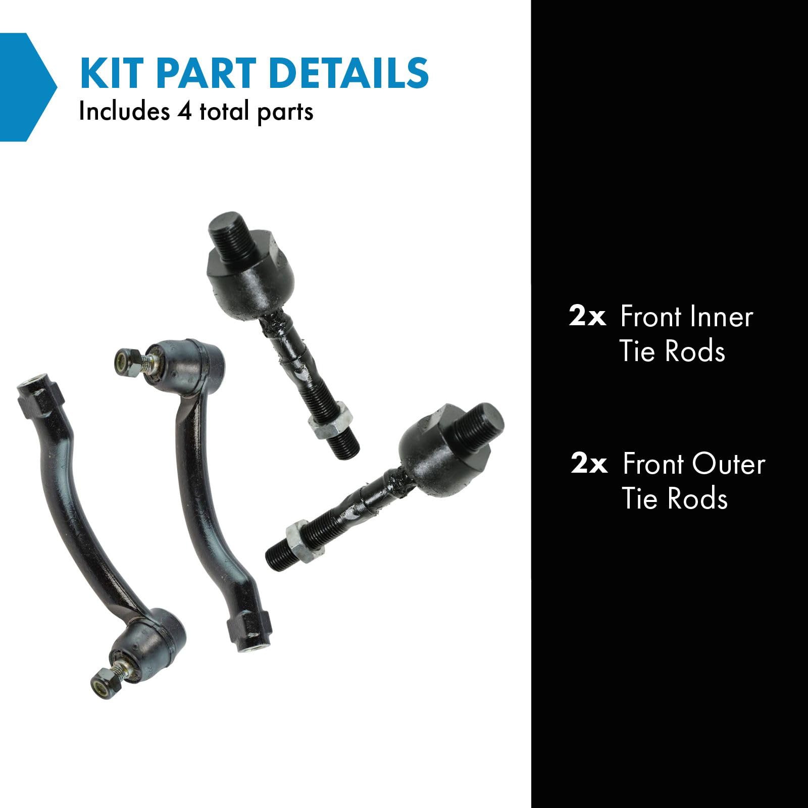 Trq Front Tie Rod Set Compatible With 2004-2008 Acura Tl
