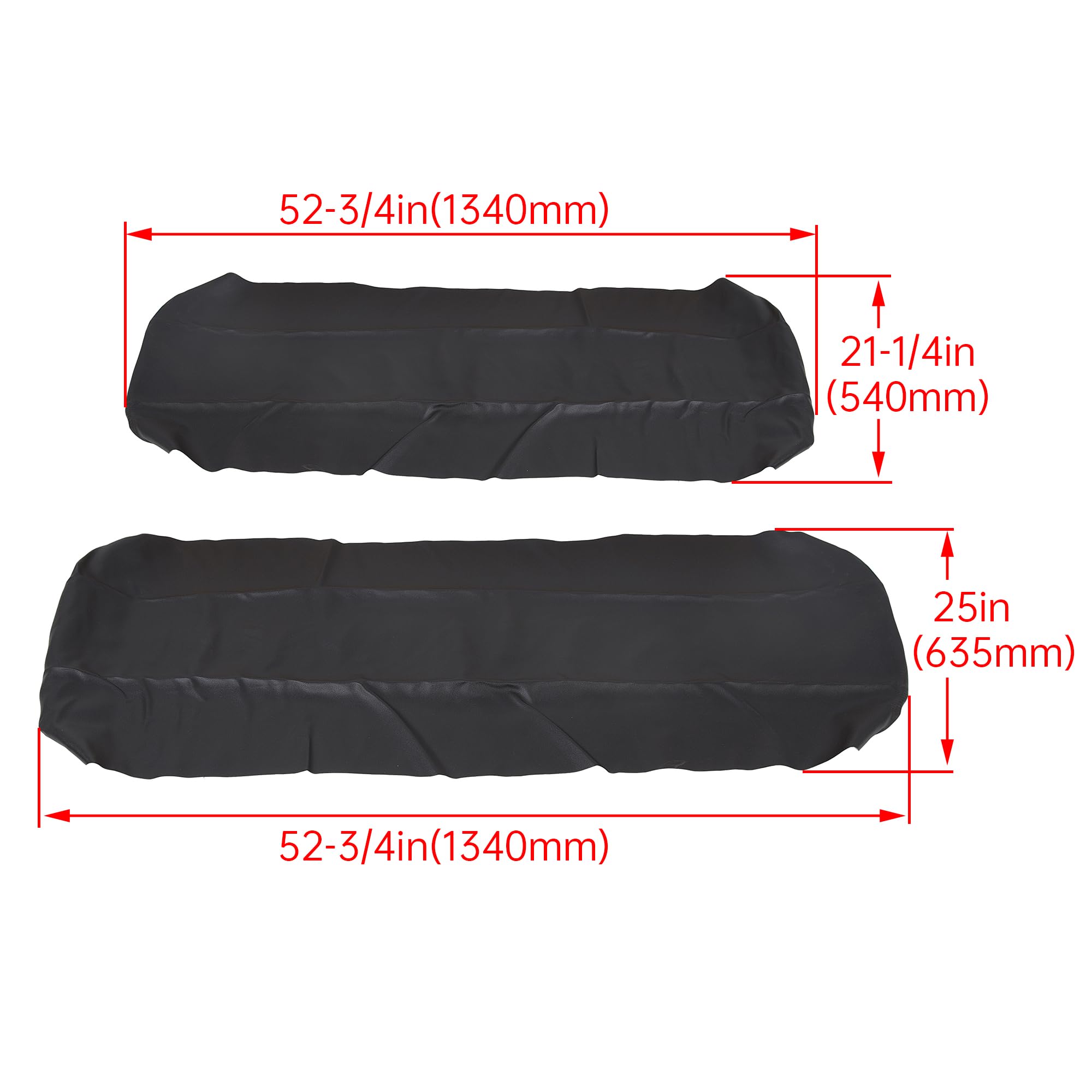 ECOTRIC Black Faux Leather Seat Cover Replacement Set for 2002-2009 Polaris Ranger 500-900 & Crew UTV - Standard Size