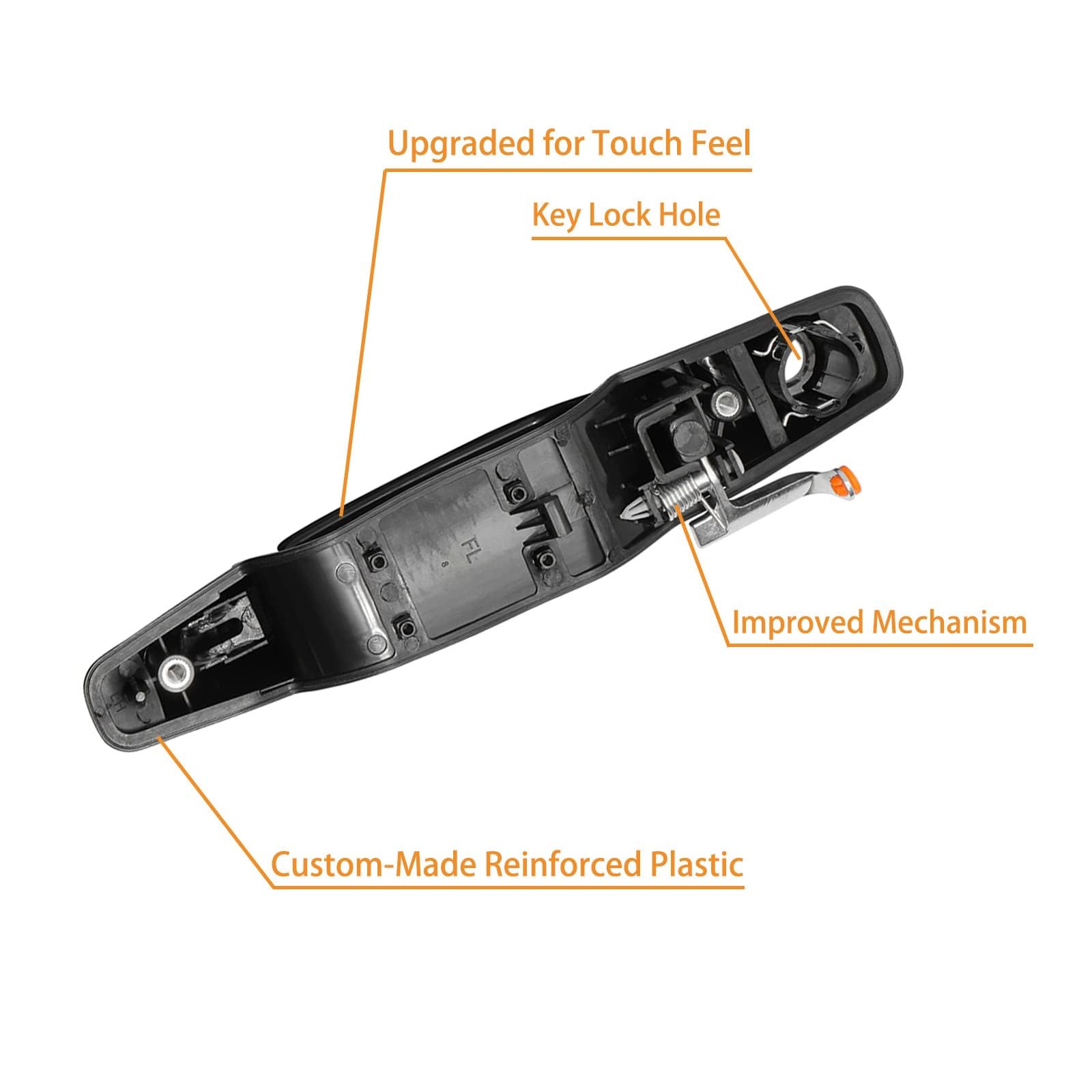 Gledewen Exterior Door Handle Set for 2007-2013 Chevy/GMC, Black, Front/Rear, Left/Right, Durable Plastic