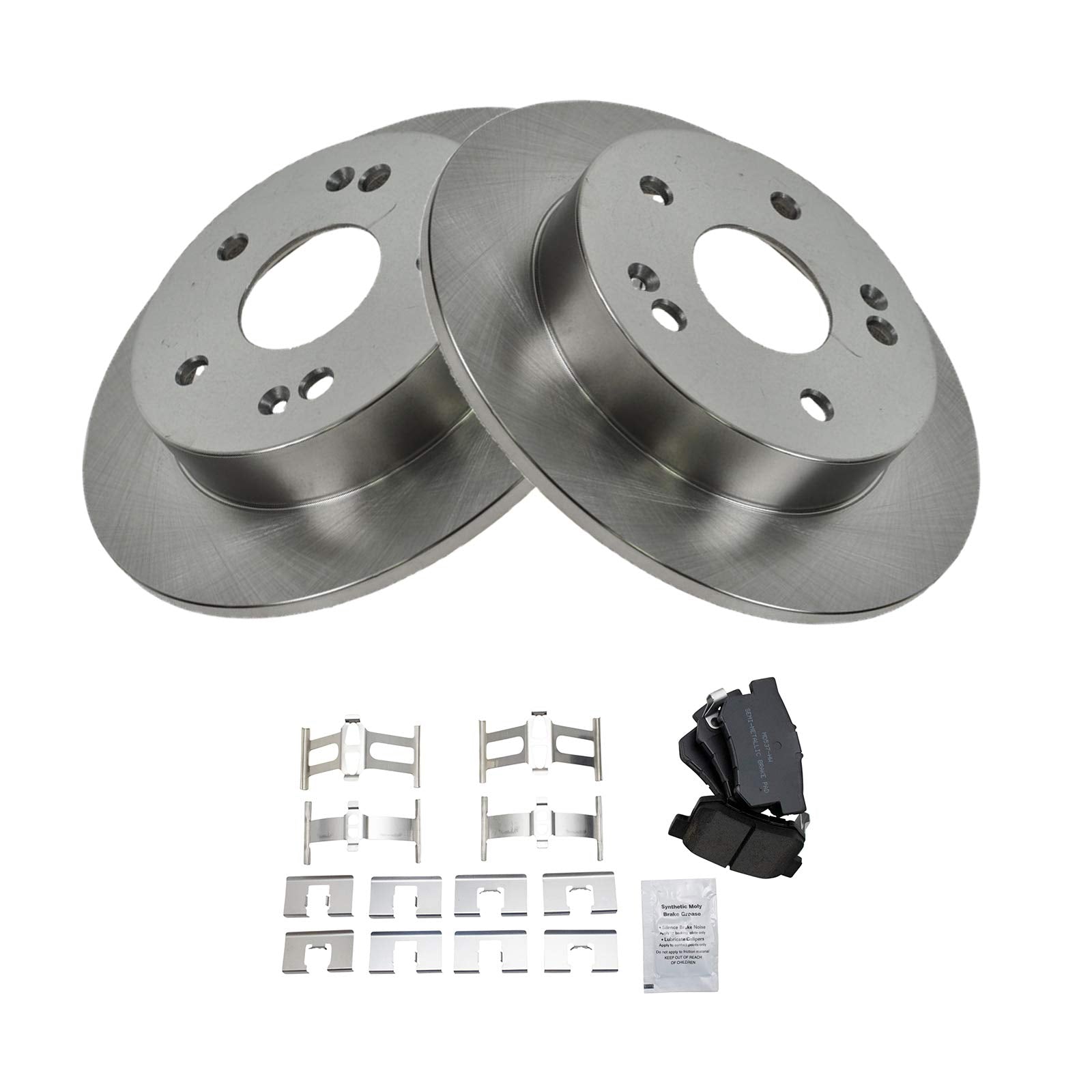 Trq Rear Brake Pad & Rotor Kit Brake Pads Brake Rotor Semi-Metallic Compatible With 2013-2015 Acura Ilx 2012-2014 Honda Civic 19