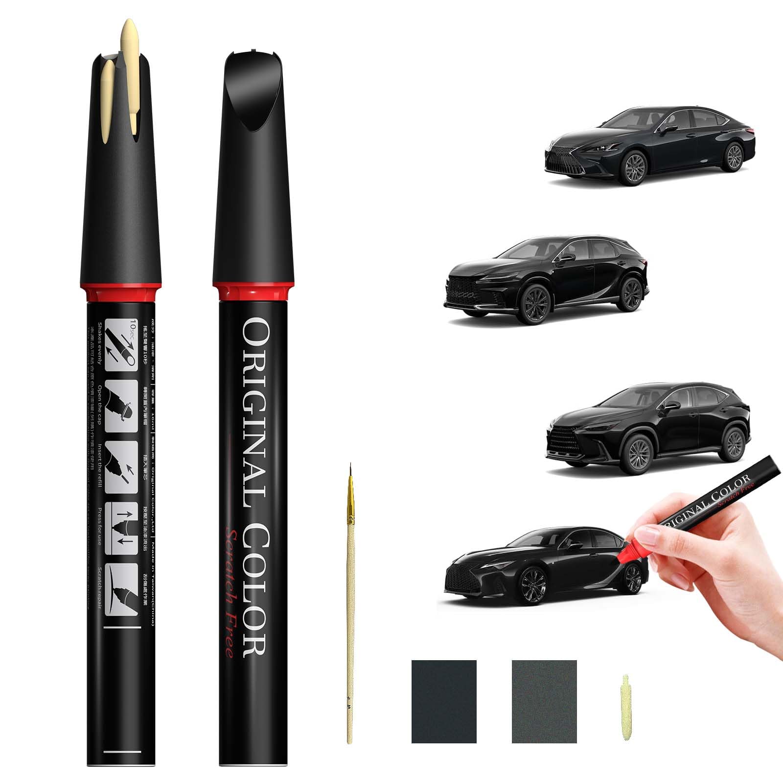 Carhoo 1J4 Silver Lining Metallic Compatible With Lexus Exact Match Touch Up Paint Pen, Car Scratch Remover for Nicks and Chips 