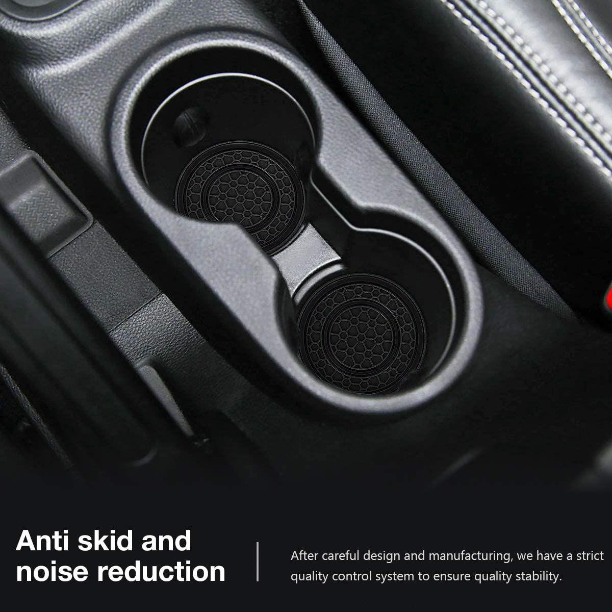 Auprite Car Cup Holder Coasters, 2 Pack Universal Auto Anti Slip Cup Holder Insert Coaster, Car Interior Accessories (Black)