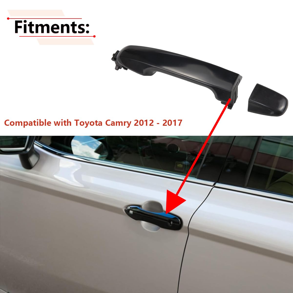 RLB-HILON Exterior Door Handle Compatible with Toyota Camry 2012 2013 2014 2015 2016 2017 Year, for Rear Left Driver Side or Rea
