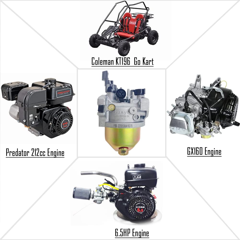 Qymoto Carburetor For Coleman Kt196 With Gaskets 6.5Hp 5.5Hp 196Cc Go Kart Carburetor Huayi Carburetor Ohv Engine Go Kart Carb