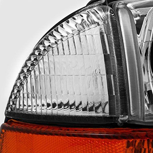 AKKON Chrome Headlight Pair Set for 1997-2004 Dodge Dakota & 1998-2003 Durango - Driver Left + Passenger Right with Signal Lamp