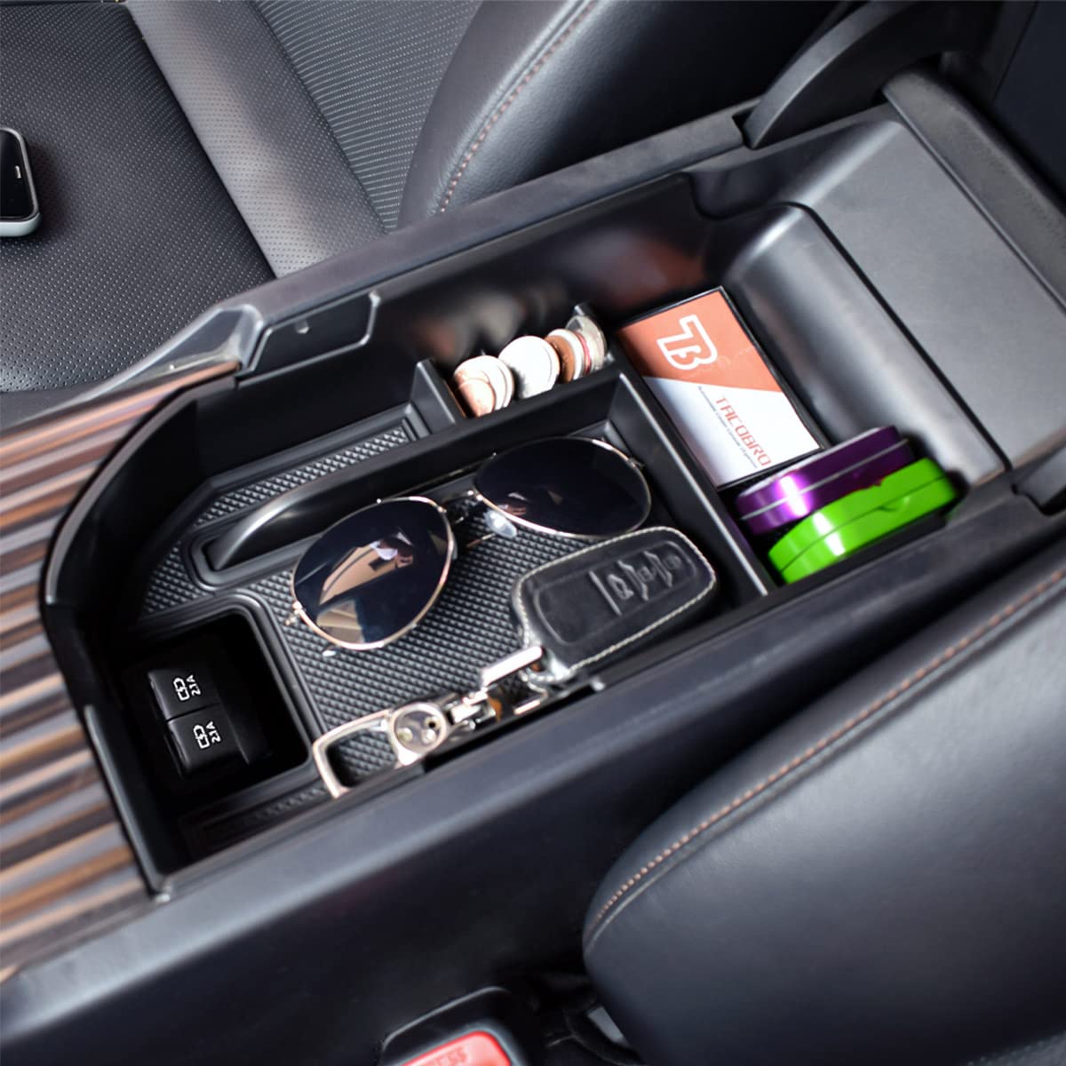 Tacorbo Center Console Organizer Compatible With Camry Xle Xse 2018-2022 2023 And Camry Le Se 2020 2021-22 2023 Insert Tray Accessories, Armrest Secondary Storage Box, Fit Dual Usb Ports, Black Trim