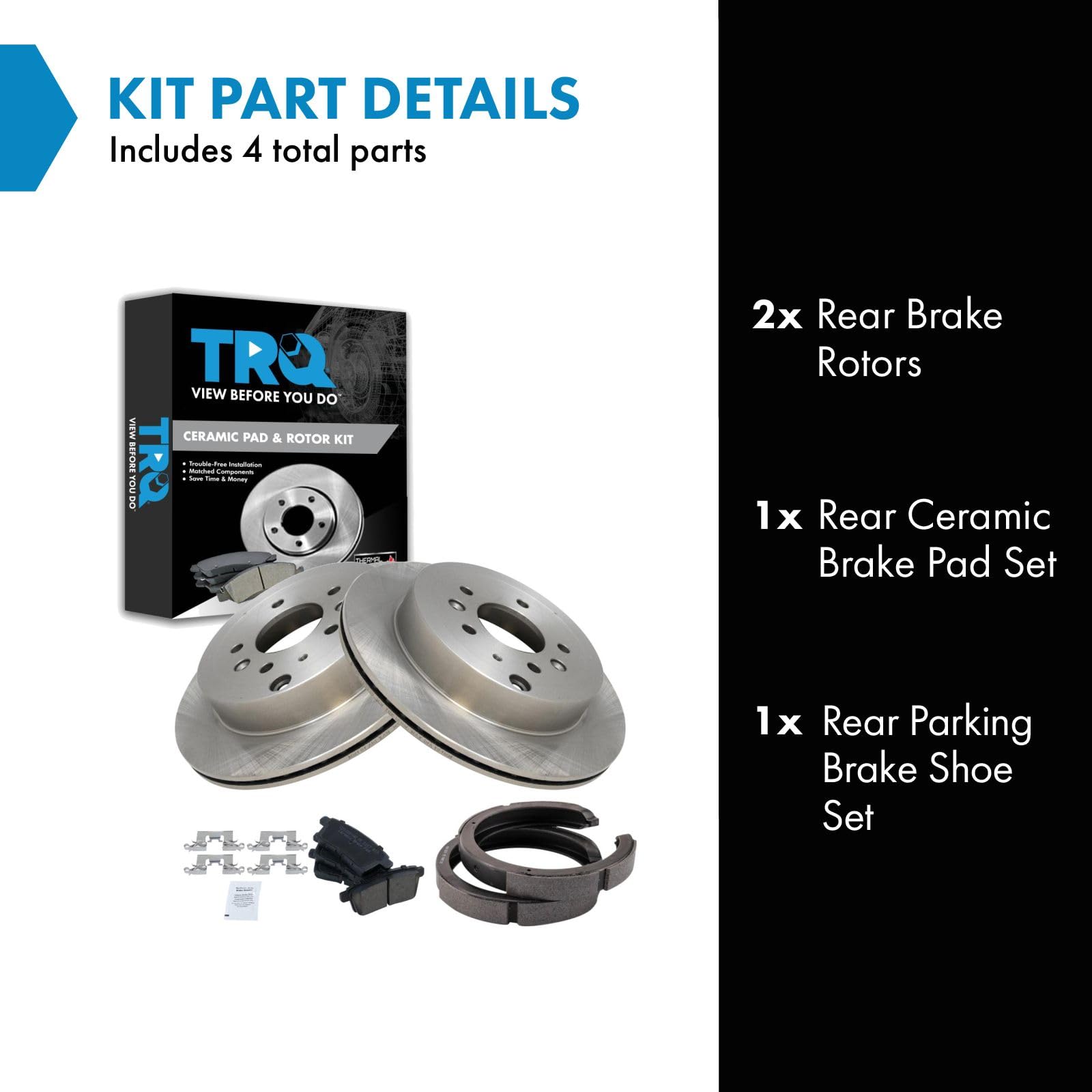 Trq Rear Ceramic Brake Pad & Rotor Kit Compatible With 2007-2012 Mazda Cx-7