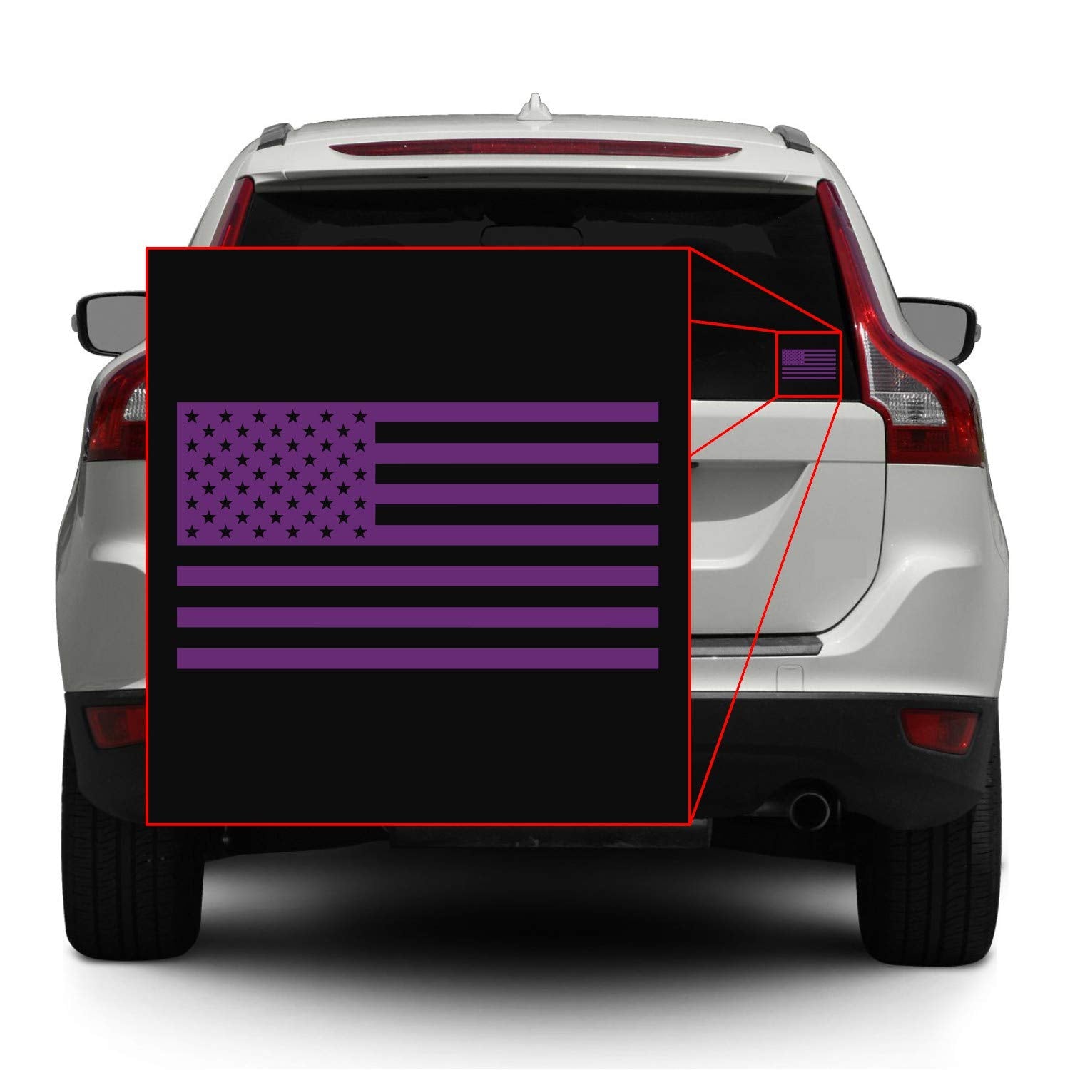 Hill Country Vinyl American US Flag Vinyl Decal Sticker 3.5in x 2in Matte Purple for Laptop/Car/Truck/Window/Bumper