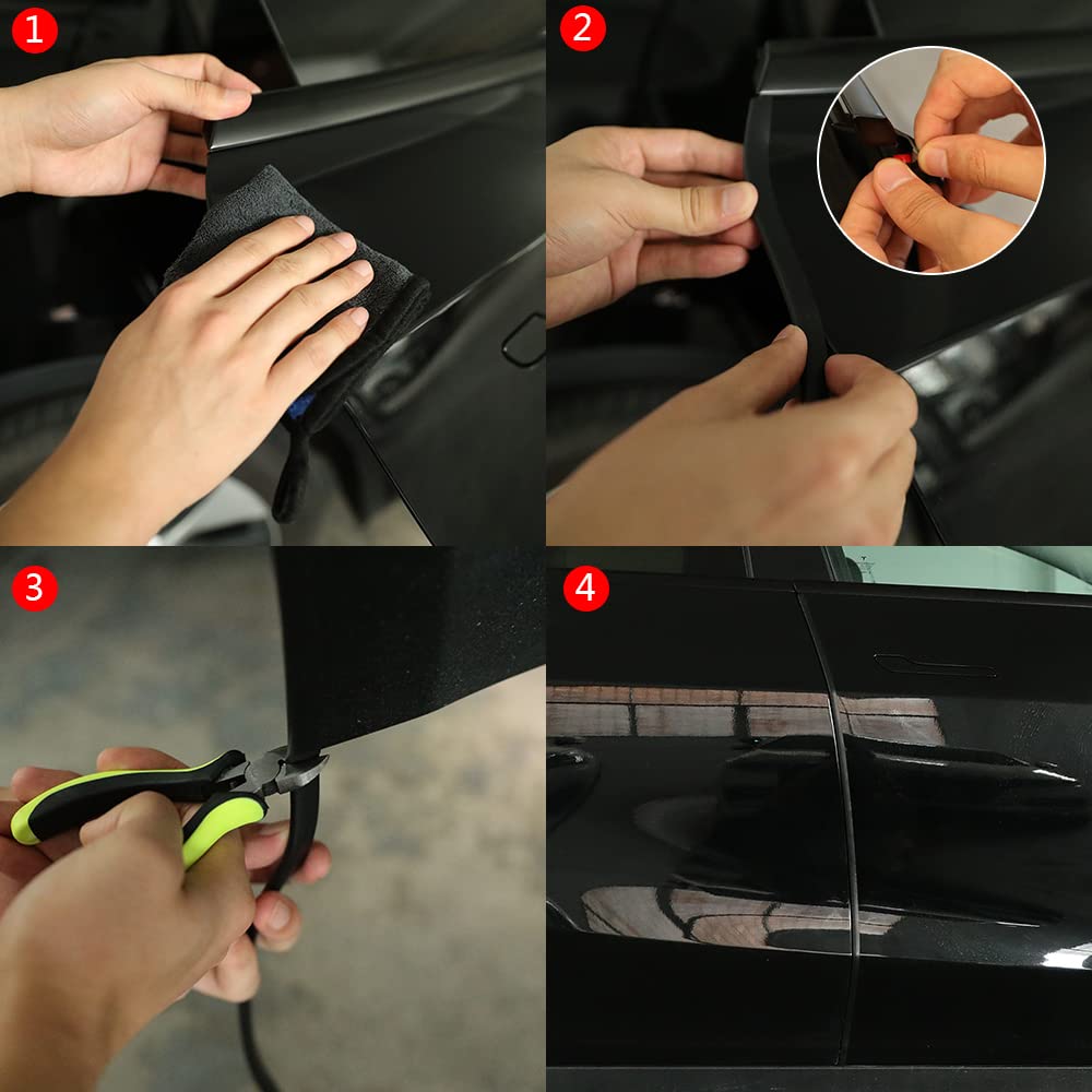 Winunite 16.4Ft(5M) Car Door Edge Guards Black, Fit Most Vehicles, Self-Adhesive Pvc, Fade-Resistant, U-Shaped Automotive Trim C