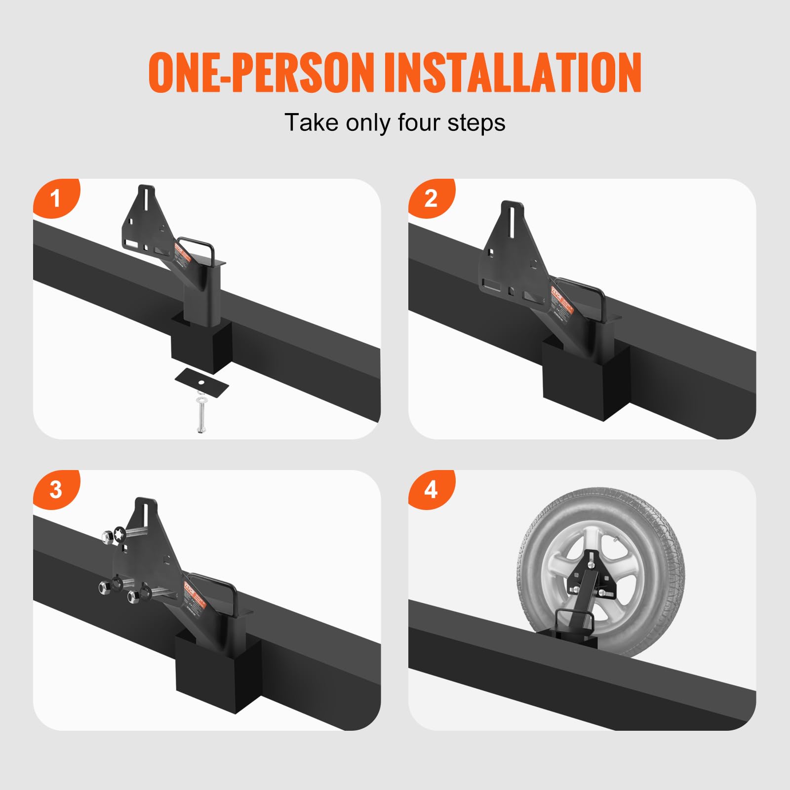VEVOR Spare Tire Carrier, Trailer Spare Tire Mount, 160 lbs Capacity, Utility Trailer Accessories Fits Most 4 & 5 & 6 & 8 Lugs W