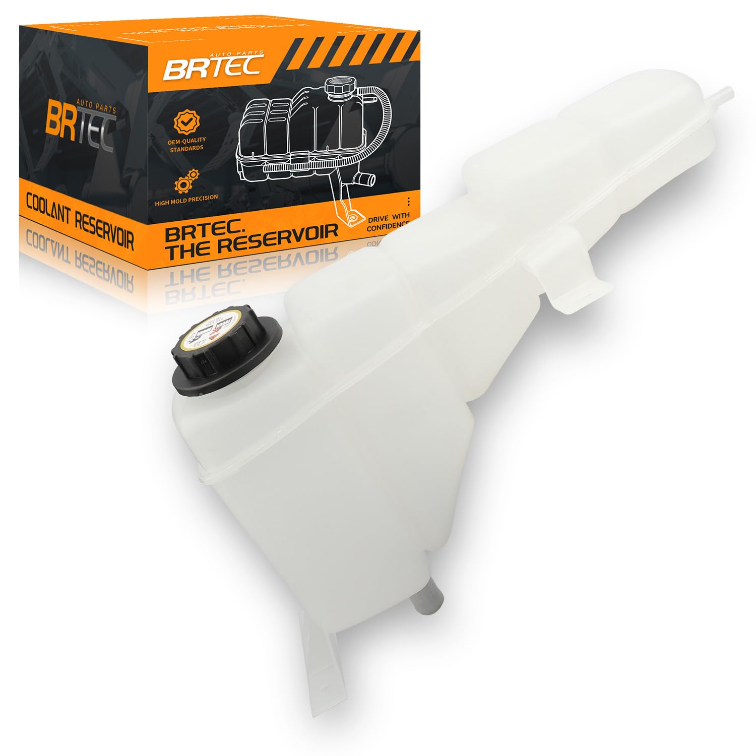 BRTEC Coolant Reservoir with Cap for 1999-2004 for Ford F250 Super Duty & F350 F450 F550 Super Duty; 2000 2001 2002 2003 2004 20