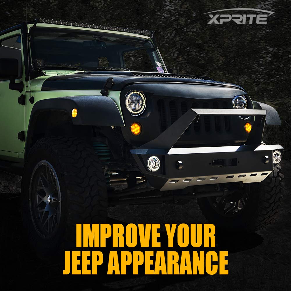 Xprite Smoked Lens Turn Signal & Side Marker Lights Kits Compatible With 2007-2018 Jeep Wrangler Jk Jku Unlimited, Jk Led Blinke