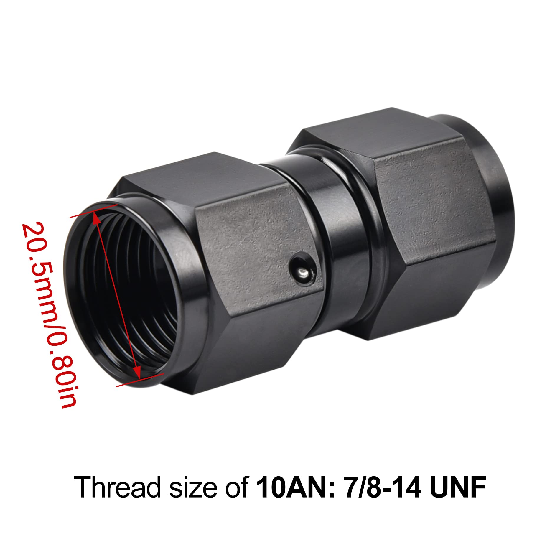 Evil Energy 10An Female To 10An Female Straight Swivel Coupler Union Fitting Adapter Aluminum Black