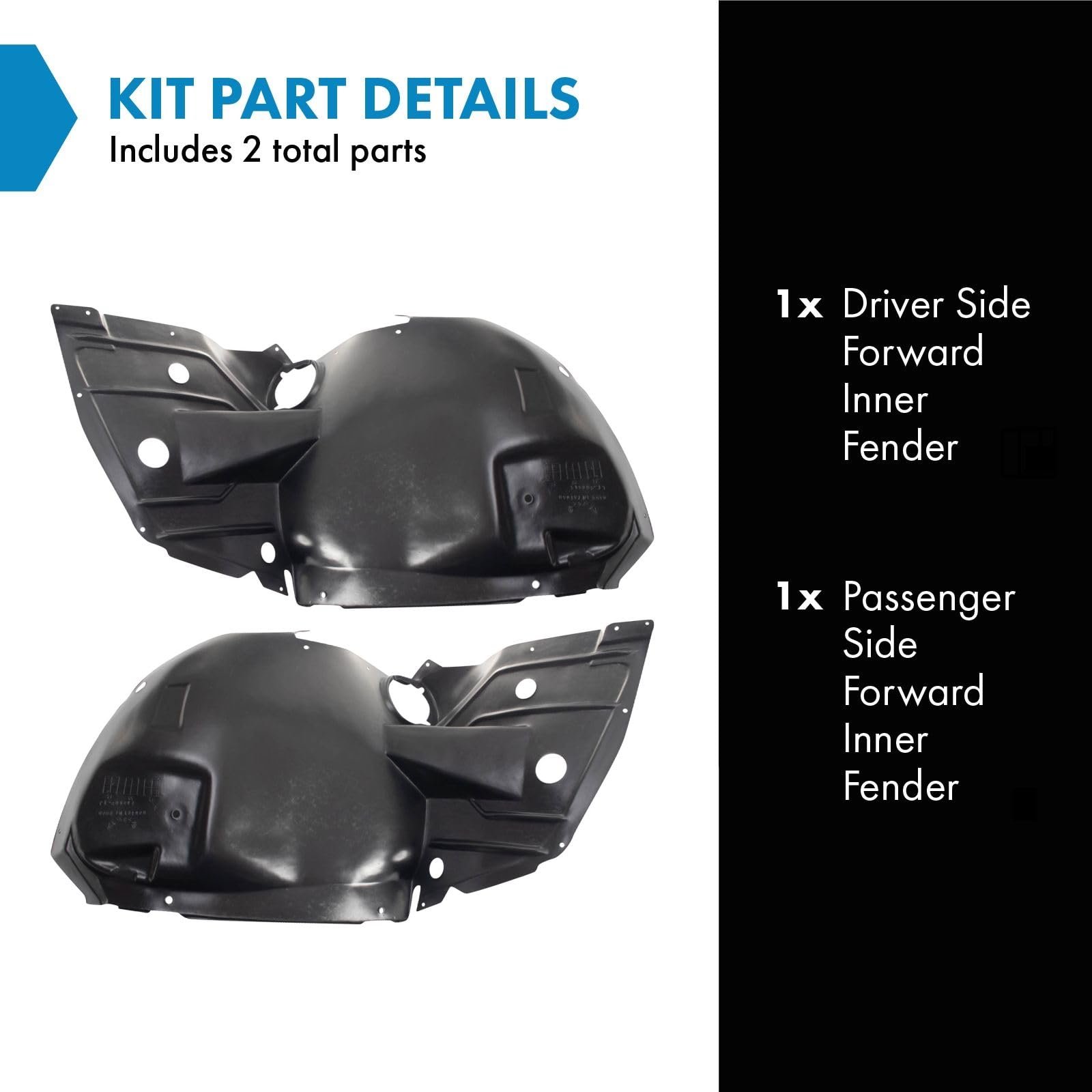 Trq Inner Fender Liner Set Compatible With 2009-2015 Cadillac Cts Gm1248229 Gm1249229