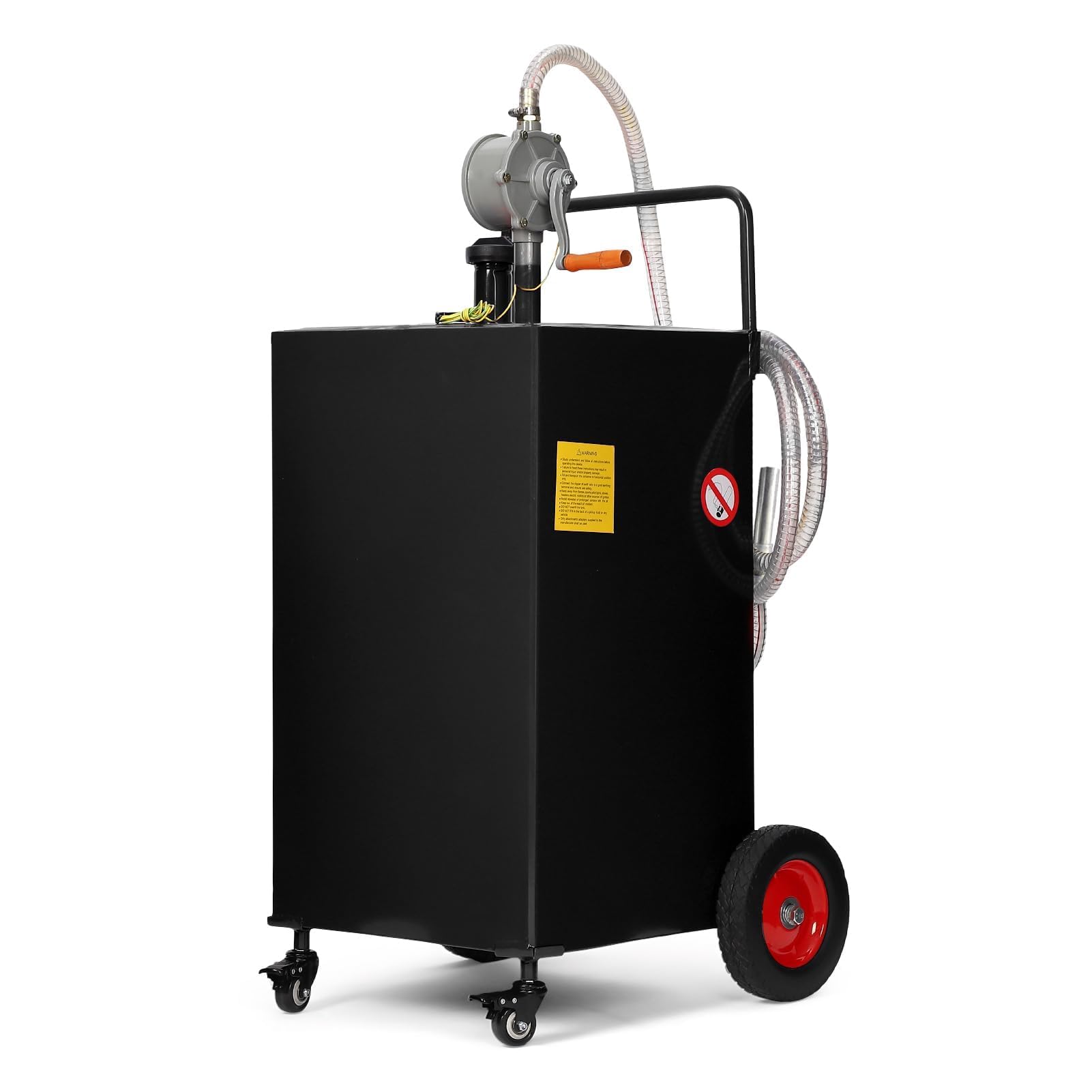 50 Gallon Fuel Caddy with Manual Pump - Heavy Duty Portable Gas & Diesel Transfer Tank on 4 Wheels, Spill-Proof Gasoline Can Con