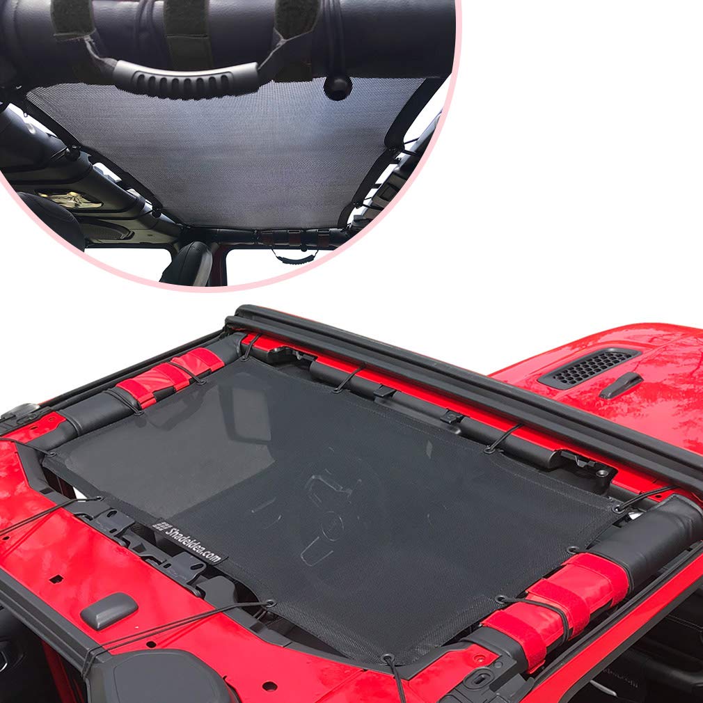 Shadeidea Sun Shade For Jeep Wrangler Jl Unlimited 2 Door And 4 Door (2018-2023) Front-Black Mesh Screen Sunshade Jlu Sahara Rub