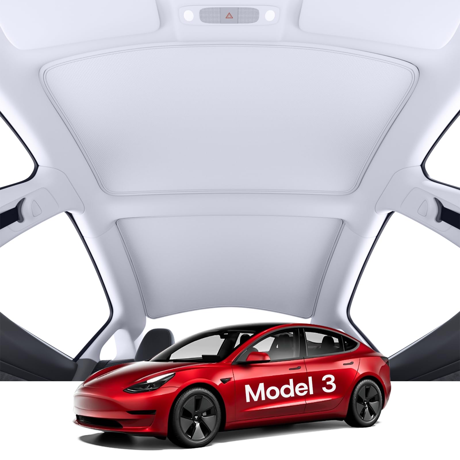 Sumk 2025 Upgrade Sunshade Roof For Tesla Model 3 Accessories, [No-Gap] Nano Ice Crystal Heat Insulation Class Roof Sun Shade Fo
