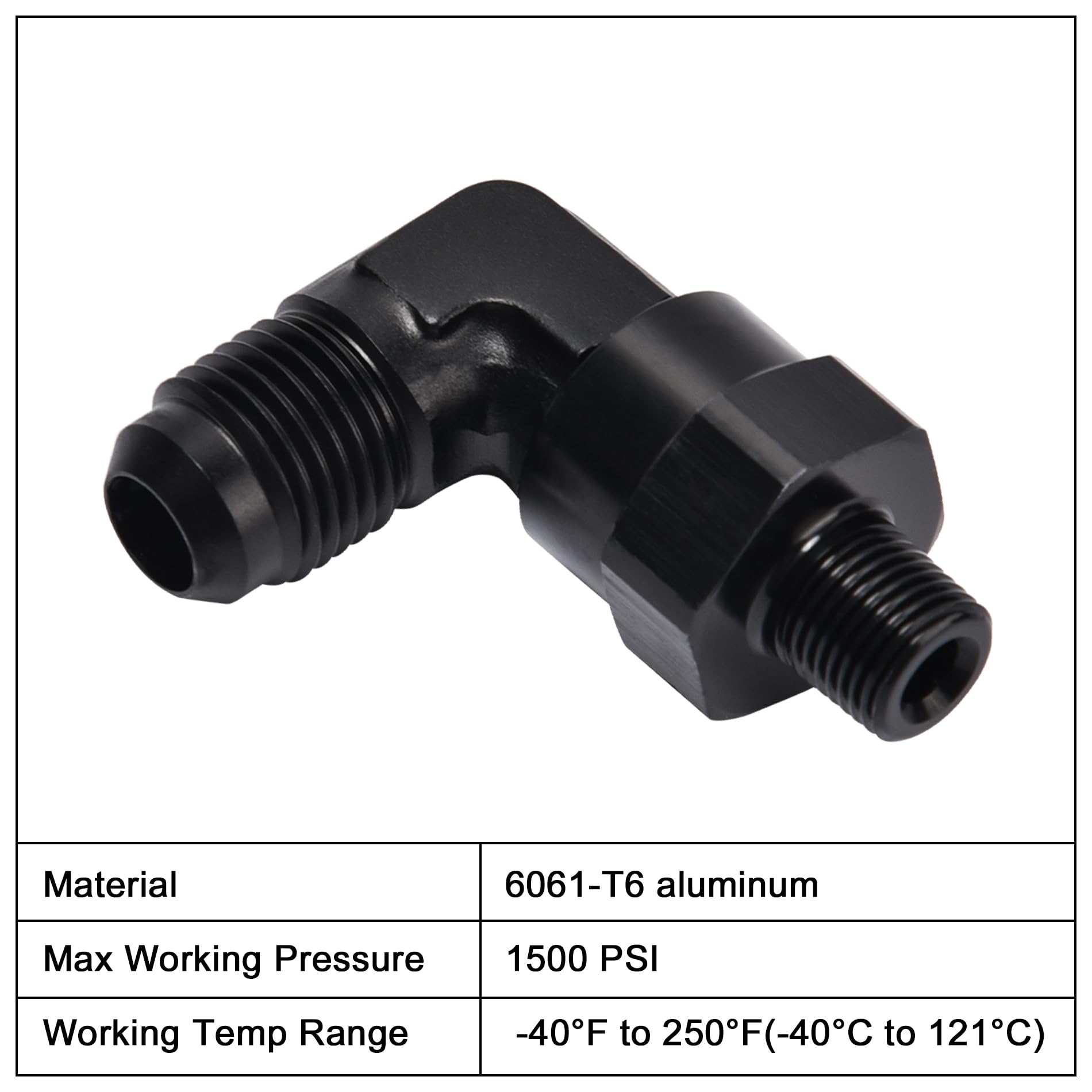 Evil Energy 6An Male Flare To 1/8 '' Npt 90 Degree Swivel Fitting Adapter Aluminum Black